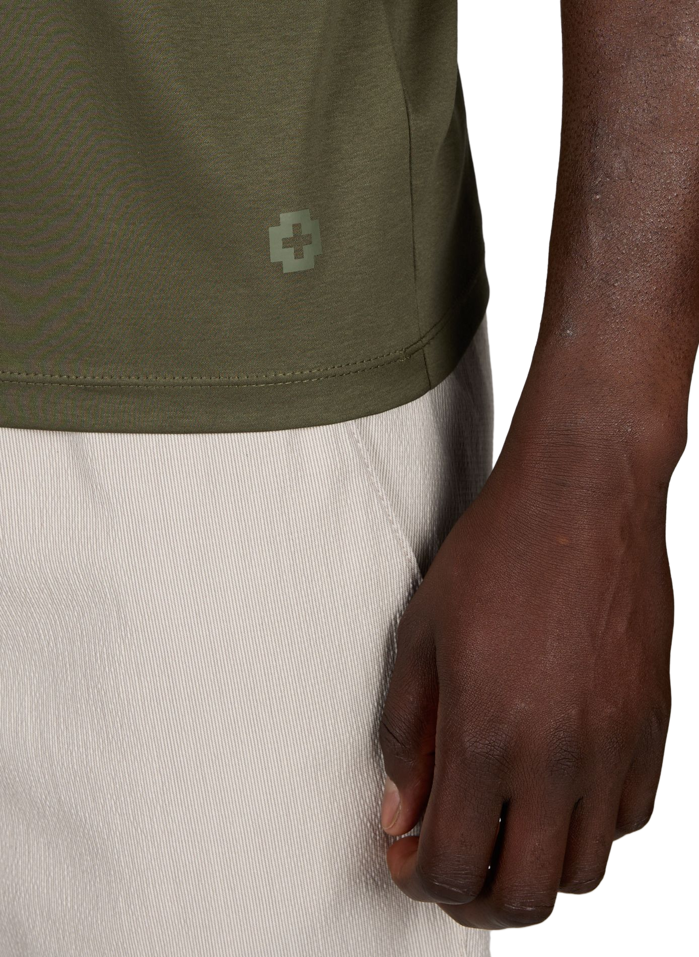 Plain round neck cotton T-shirt STRELLSON Khaki