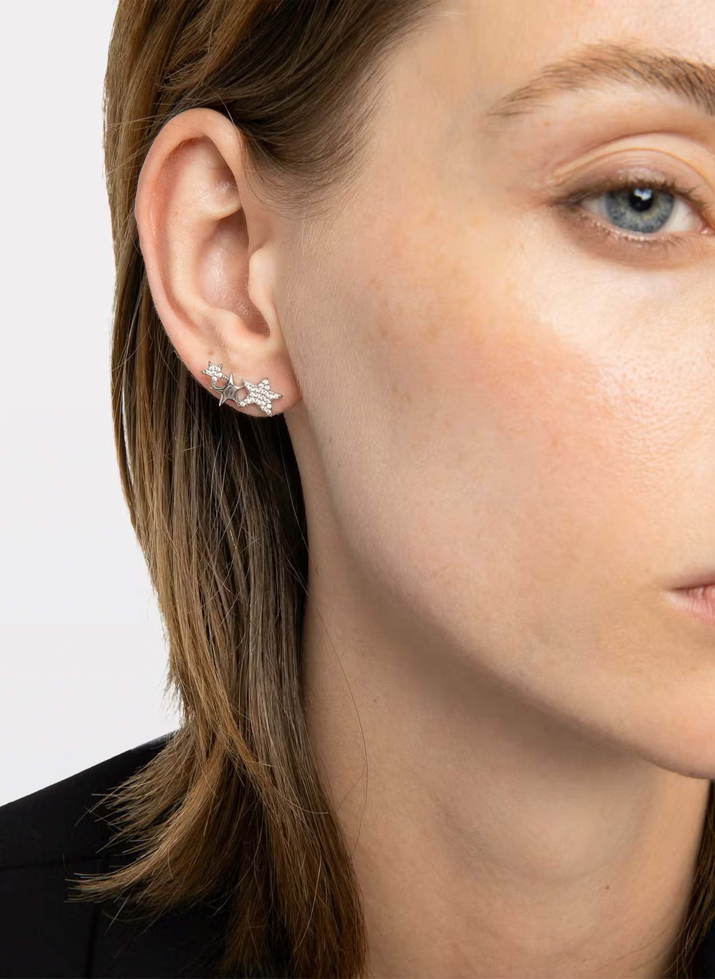 Boucles d'oreilles étoiles à strass rock star ZADIG&VOLTAIRE Argent