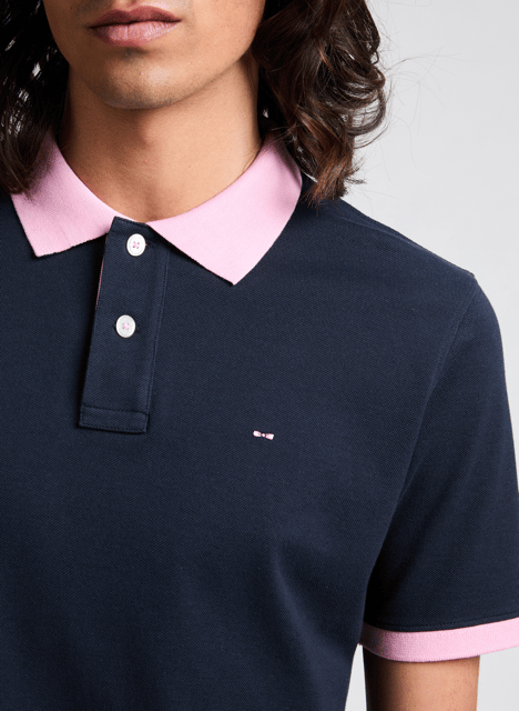 Short sleeve cotton polo shirt EDEN PARK Blue