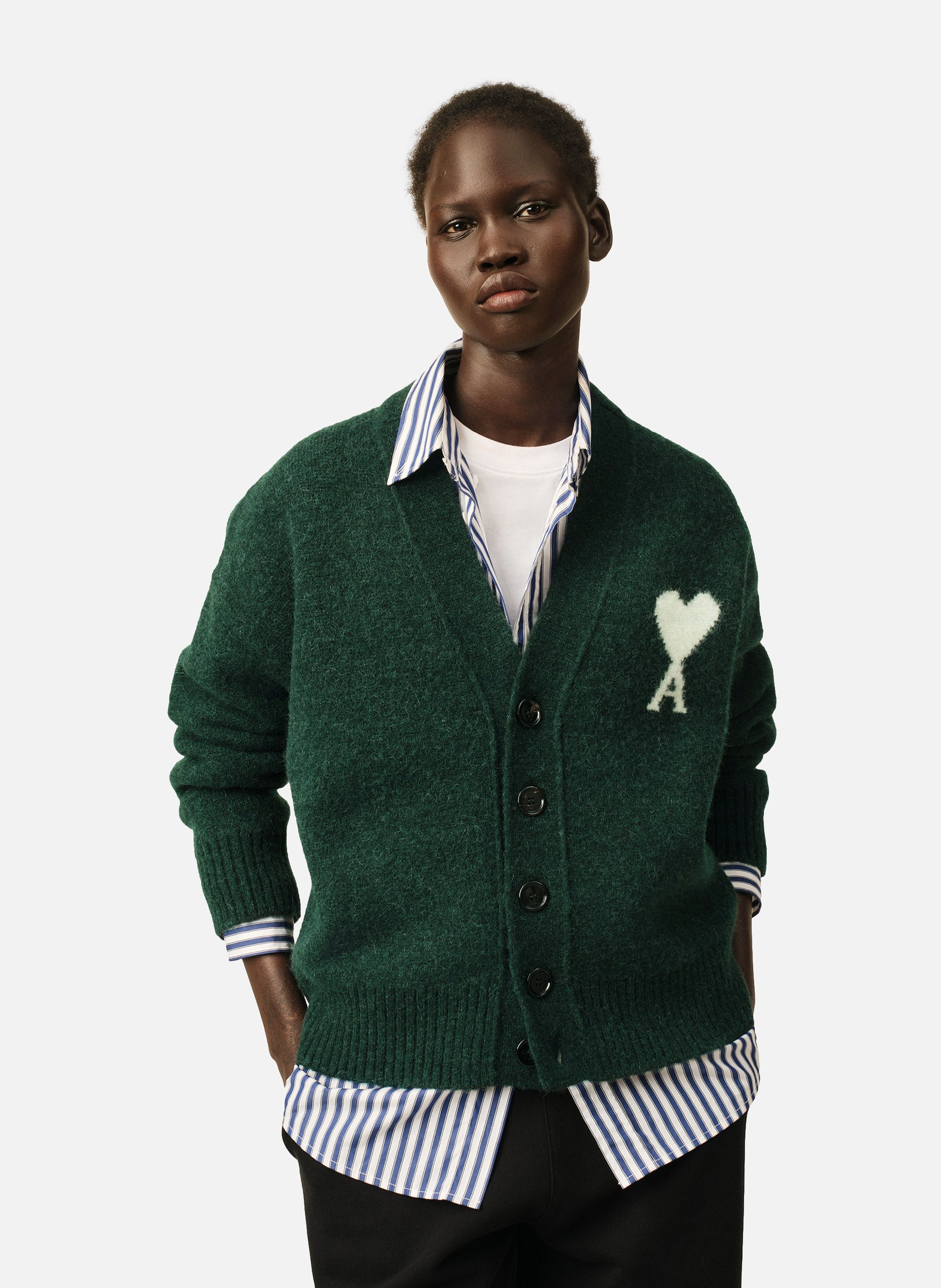 Cardigan unisexe en alpaga ami de coeur AMI PARIS Vert
