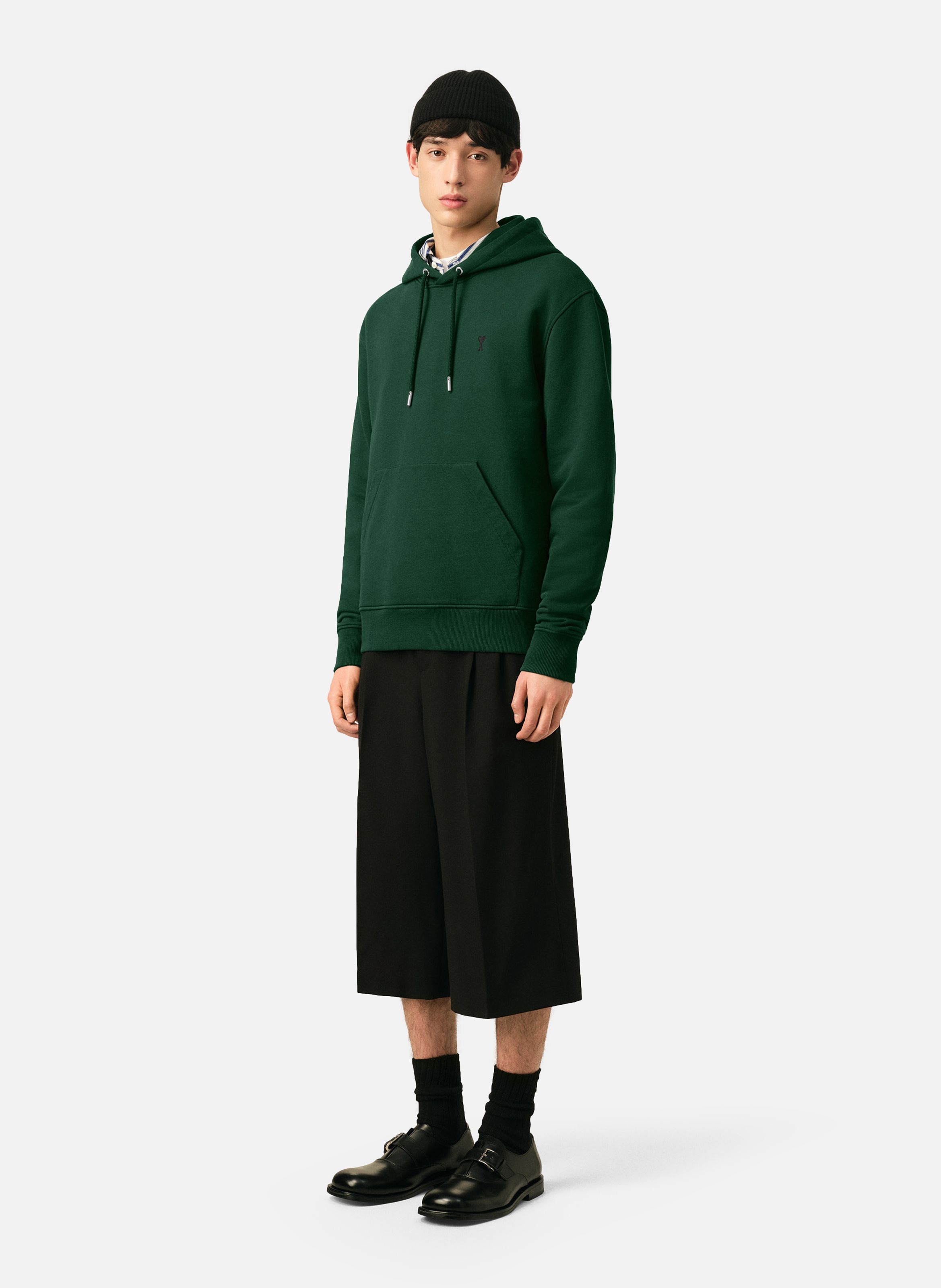 Hoodie en coton ami de coeur AMI PARIS Vert