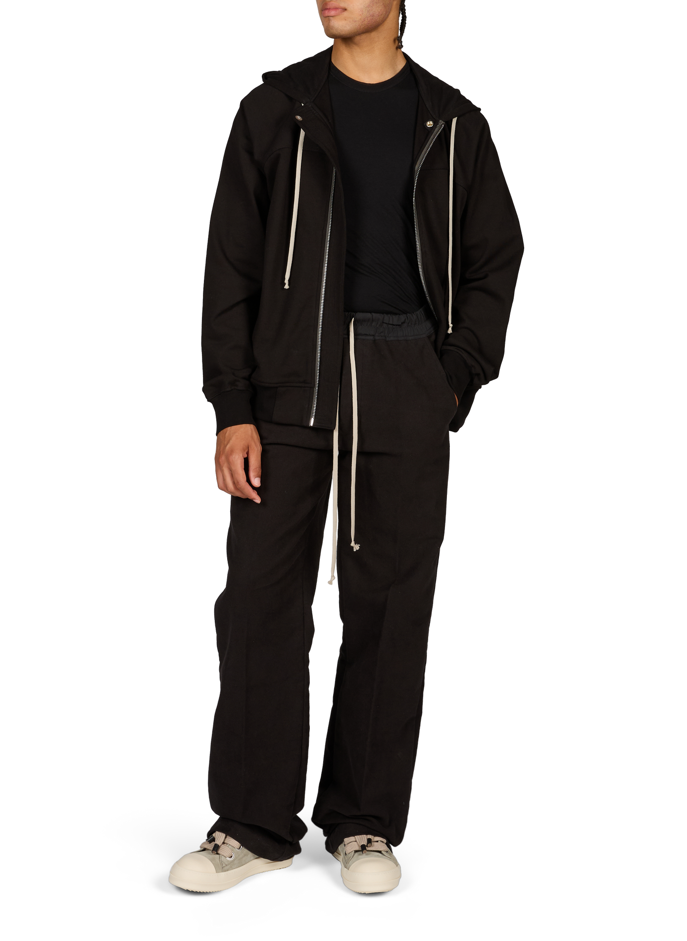 Sweat col rond en coton RICK OWENS Noir