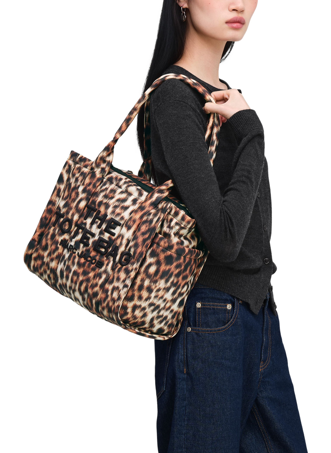 Sac cabas The Tote Bag Medium léopard MARC JACOBS Marron