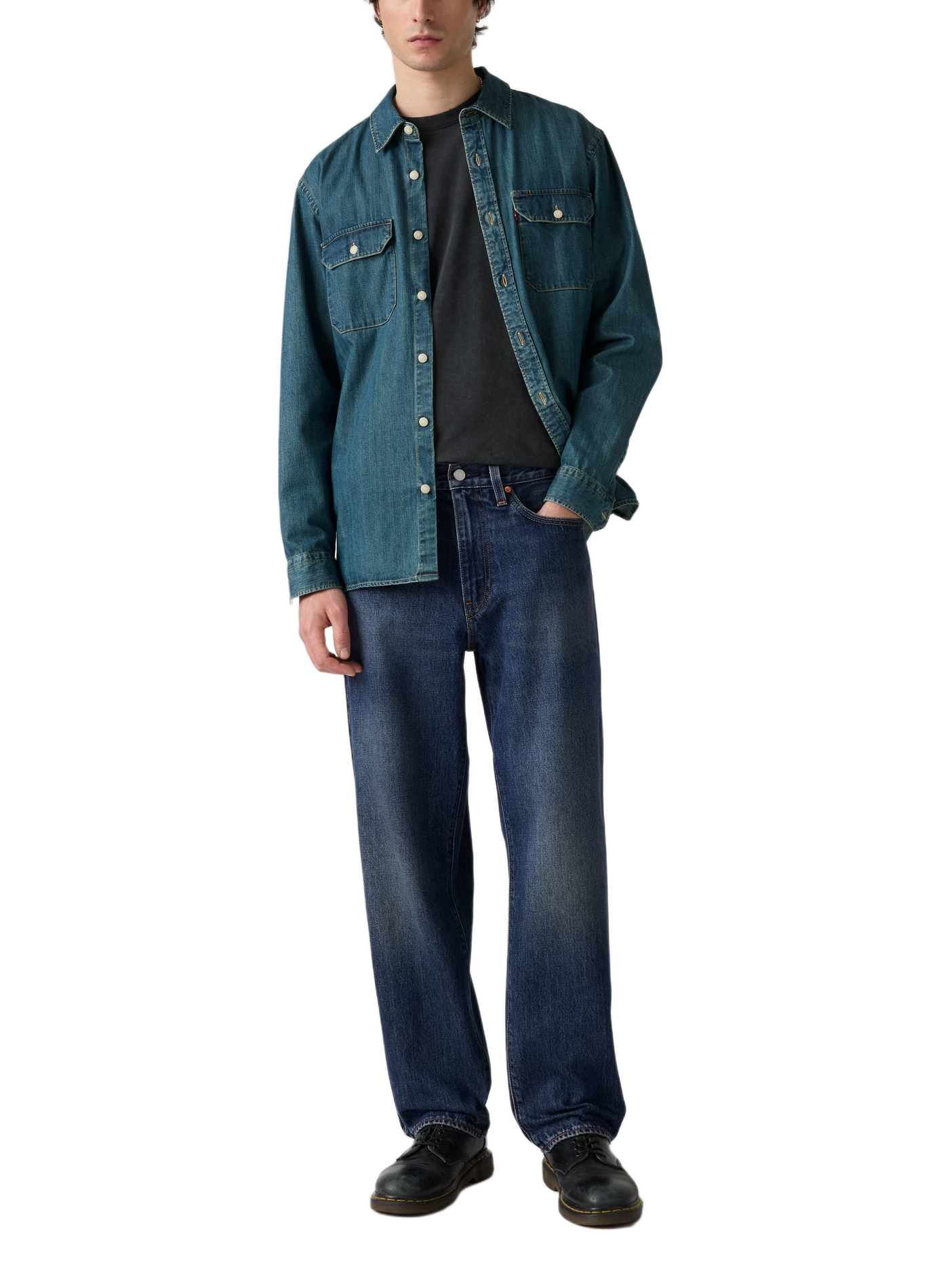 Gerade geschnittene weite Baumwoll-Jeans LEVI'S Blau