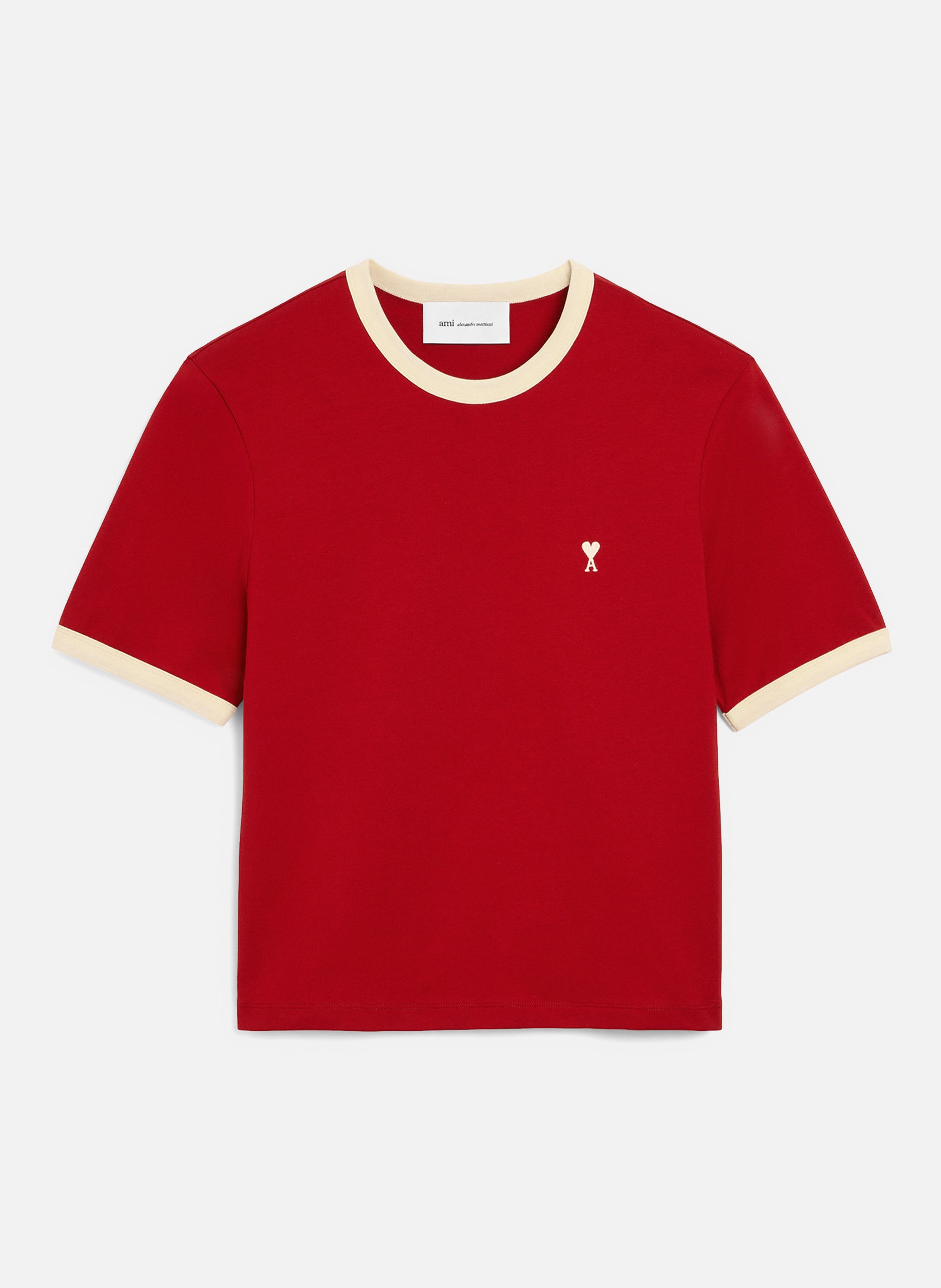 T-shirt contrasté en coton ami de coeur AMI PARIS Rouge