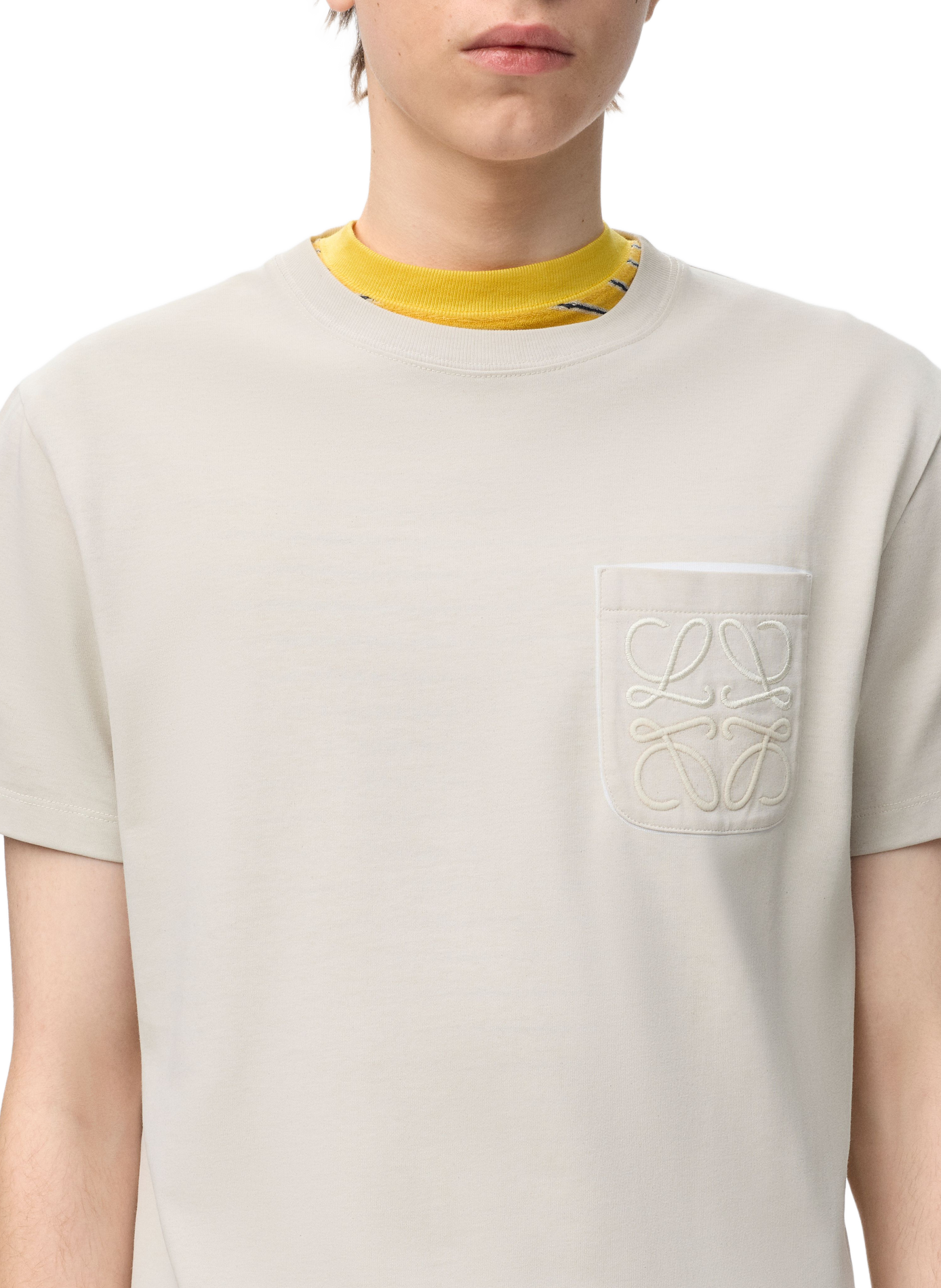 T-shirt à logo brodé en coton mélangé LOEWE Beige