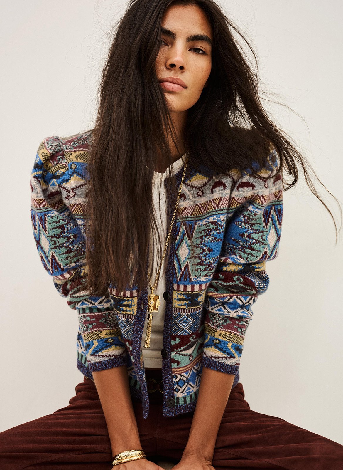 Cardigan droit col rond imprimé maja BA&SH Multicolore