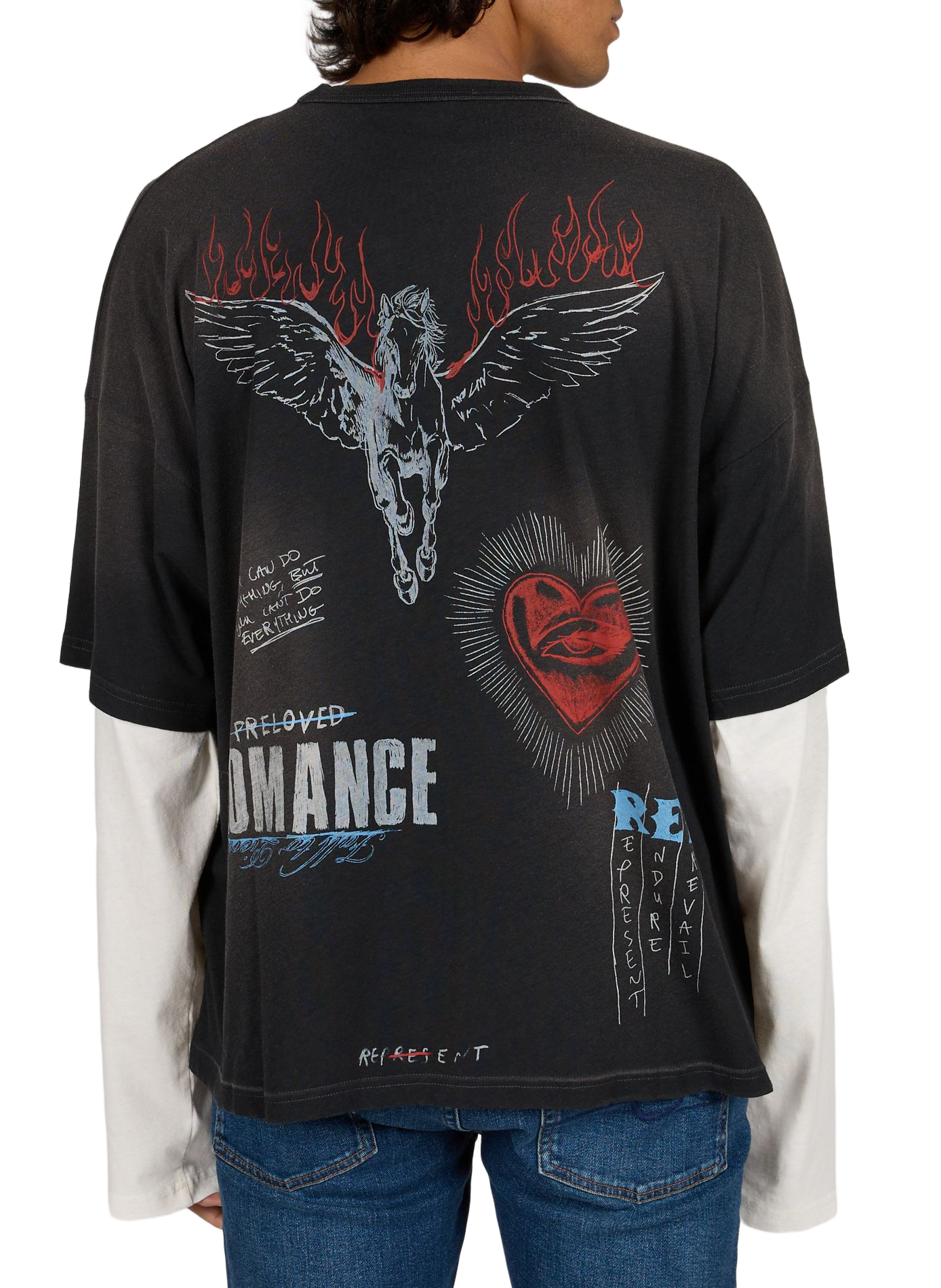 Layered T-Shirt „Heavier Than The Heavens“ aus Baumwollmischung REPRESENT Schwarz