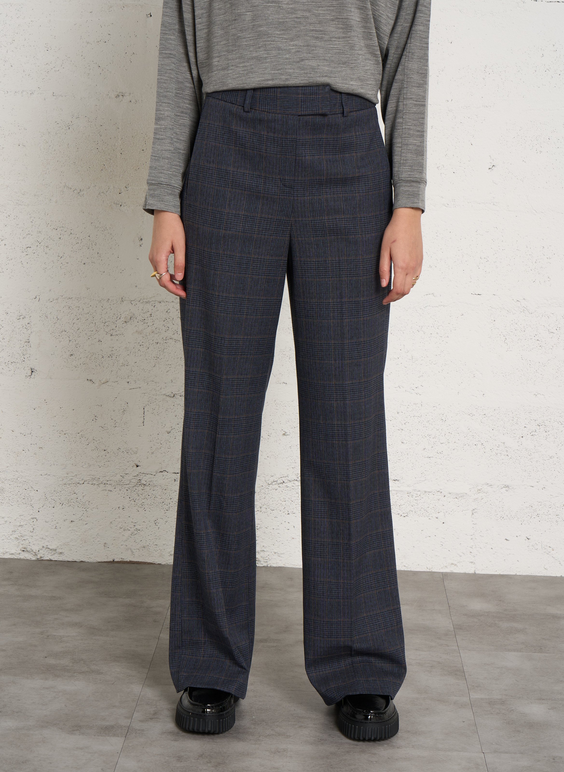 Pantalon à pinces droit à carreaux layla MAISON 123 Gris
