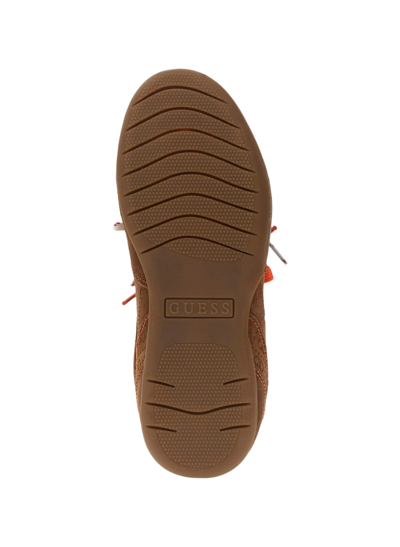 Two-tone low-top lace-up sneakers in mixed leather GUESS Brown