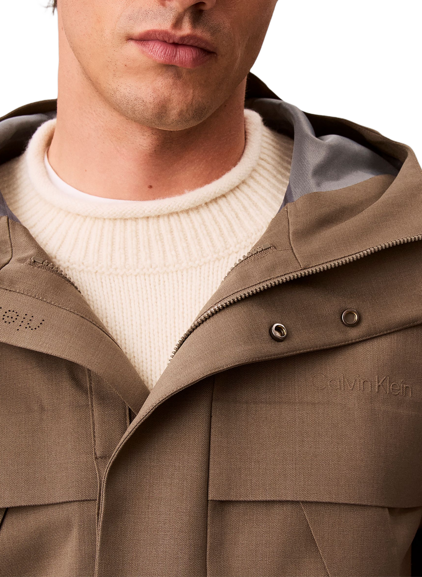 Parka courte à capuche  CALVIN KLEIN Khaki