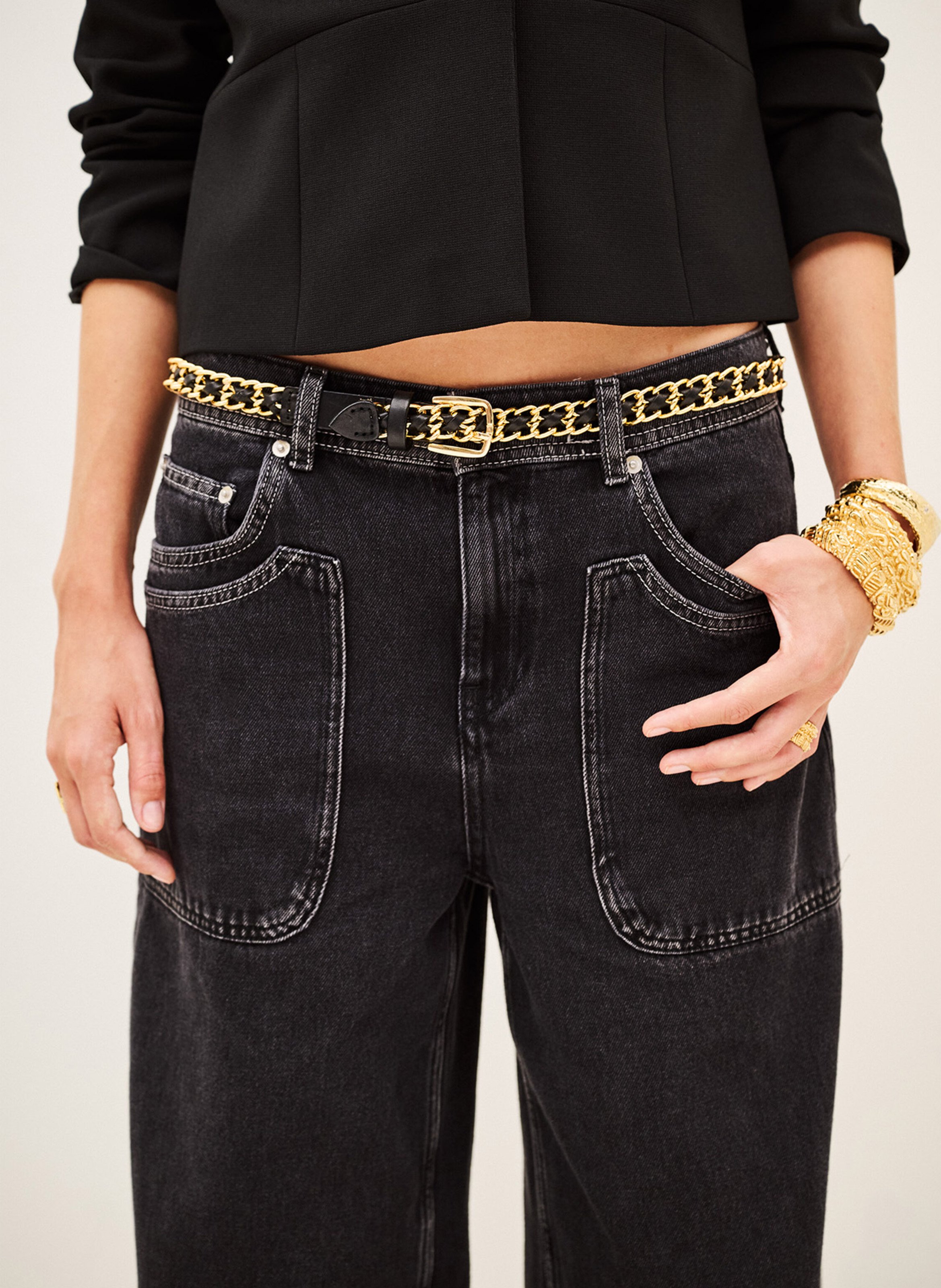 Ceinture en chaine et cuir brooke BA&SH Doré