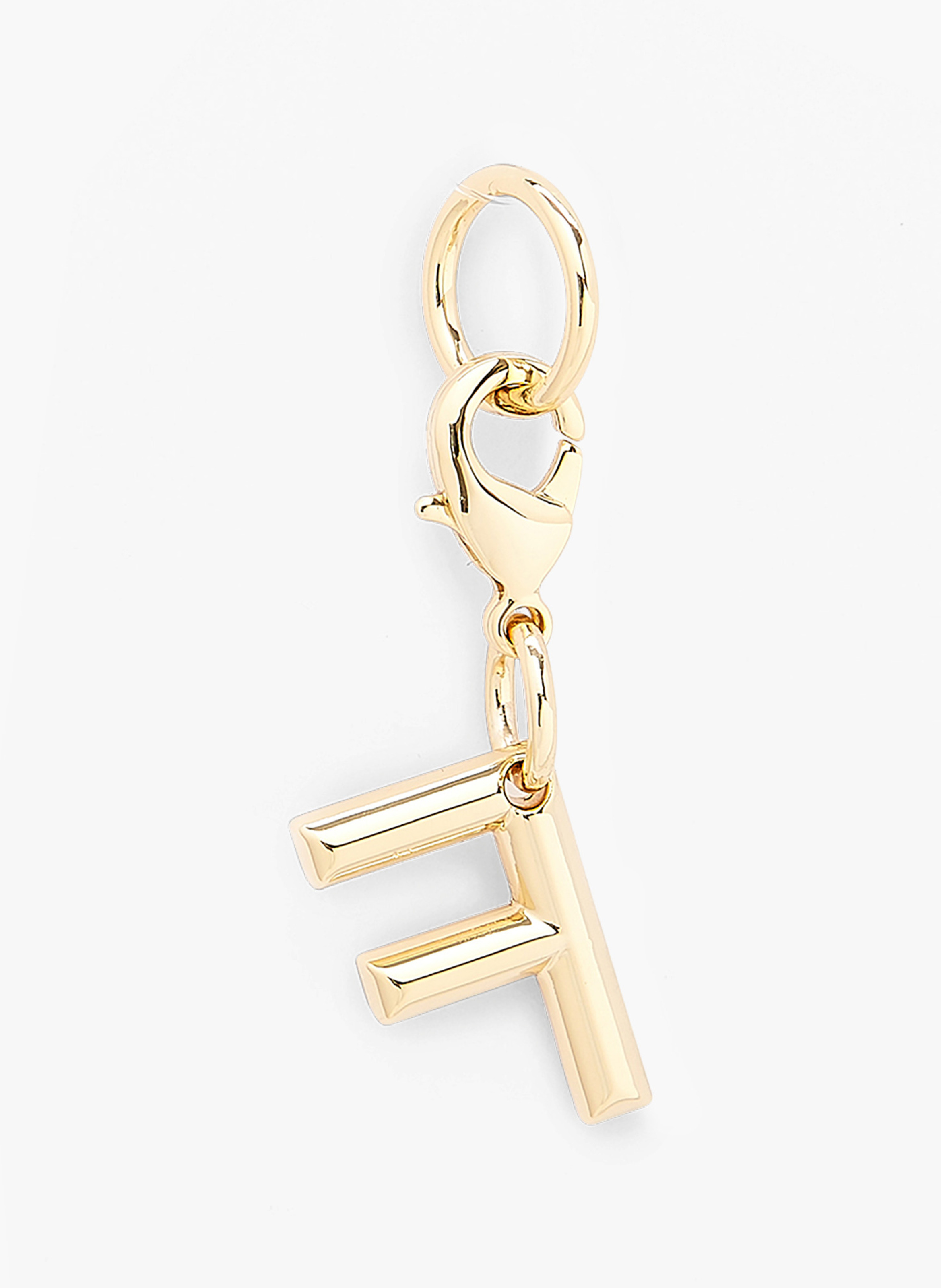 Porte-clé métallique doré lancel en forme de lettre f, finition polie. LANCEL Doré