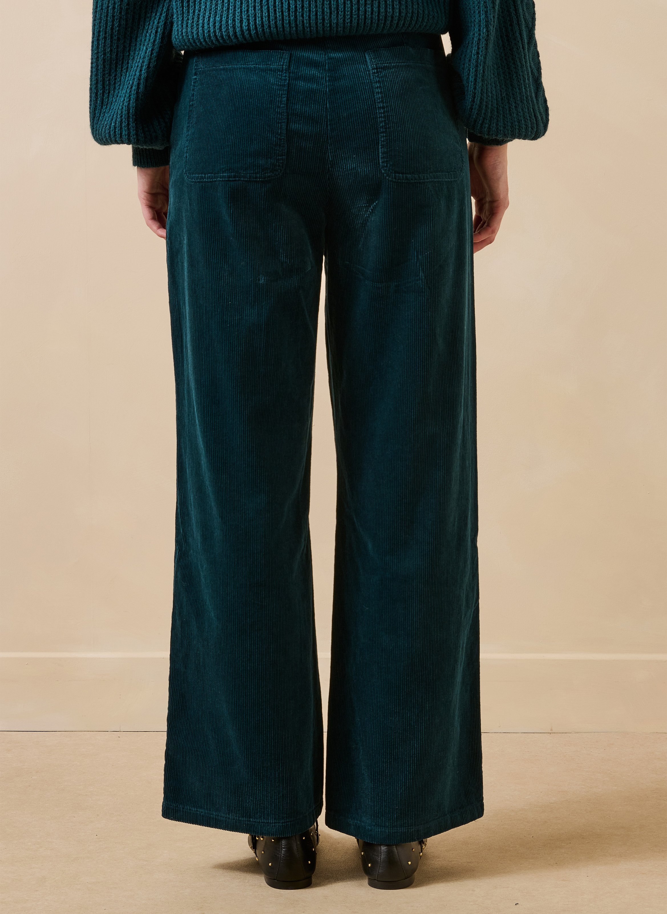Wide-leg broek met hoge taille van katoenmix LA FEE MARABOUTEE Blauw
