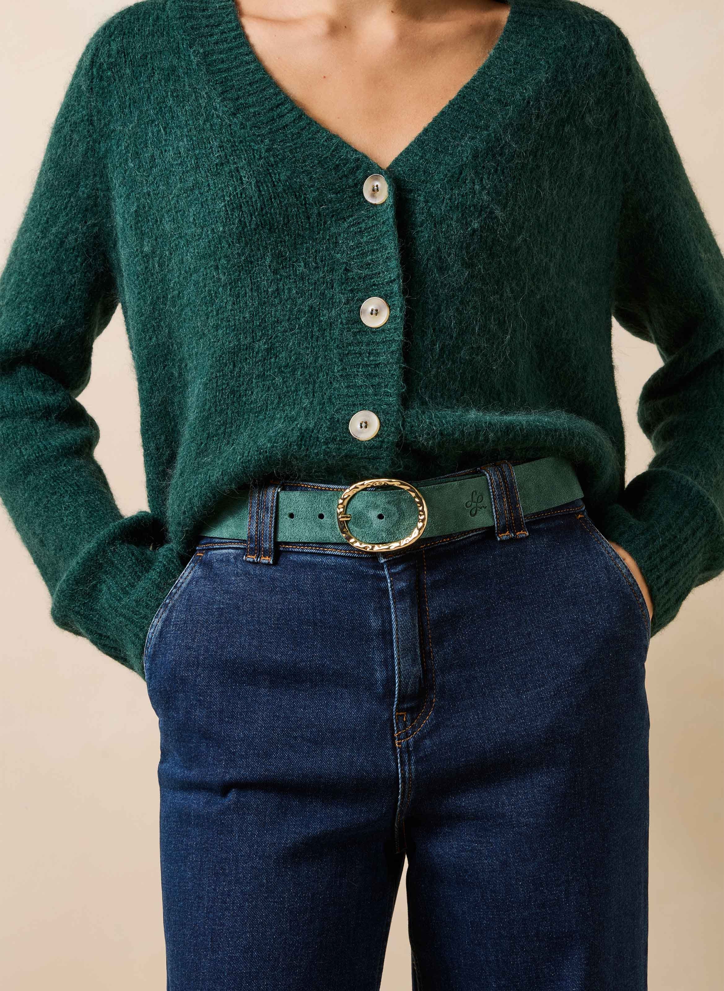 Riem van suèdeleer met ronde gesp LA FEE MARABOUTEE Blauw