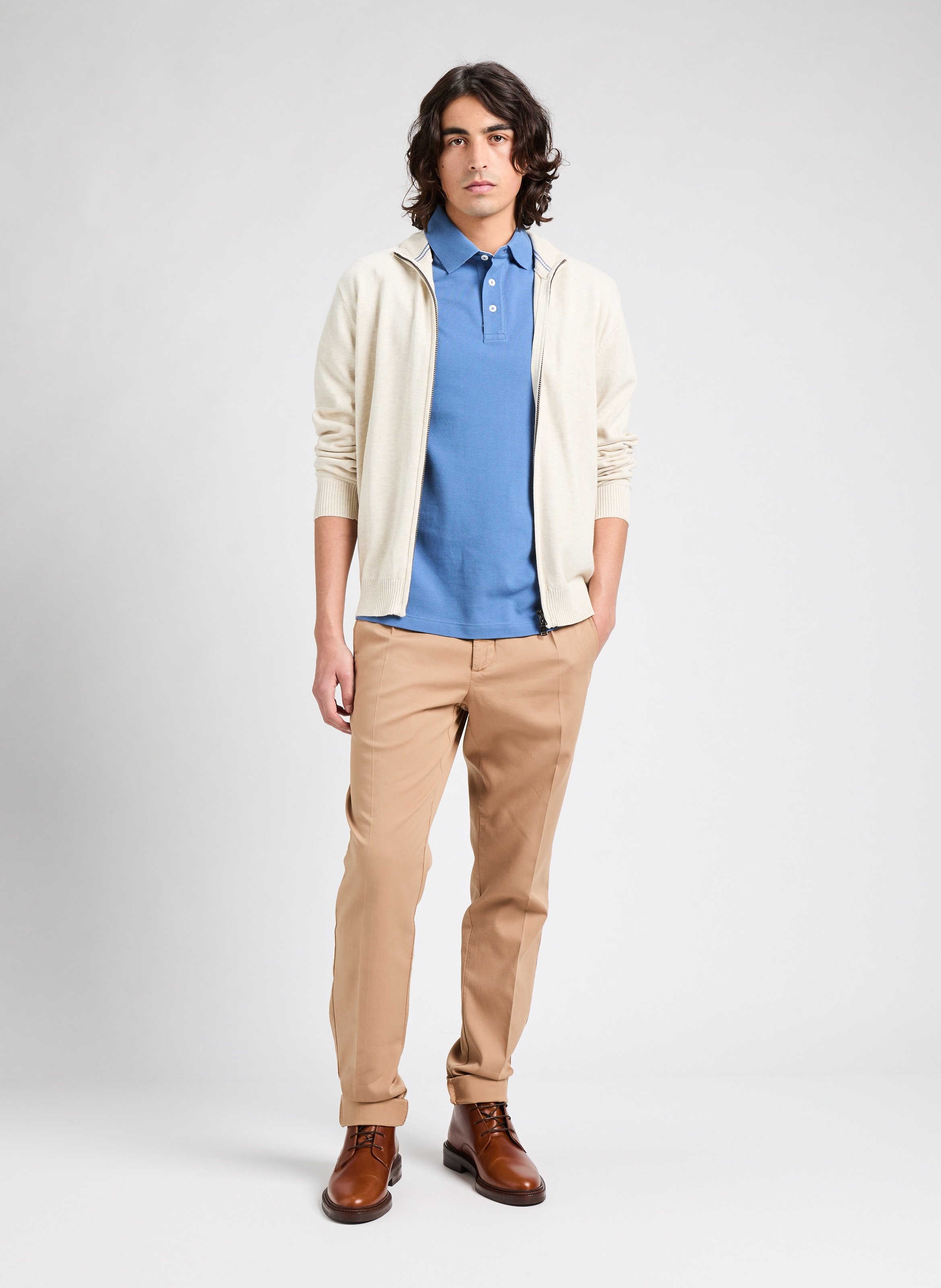Pantalon chino en tricotine de coton HACKETT Beige