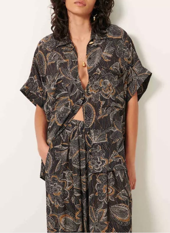 Chemise droite et fluide imprimée diama Bleu by SESSUN SESSUN Chemise droite et fluide imprimée diama Bleu