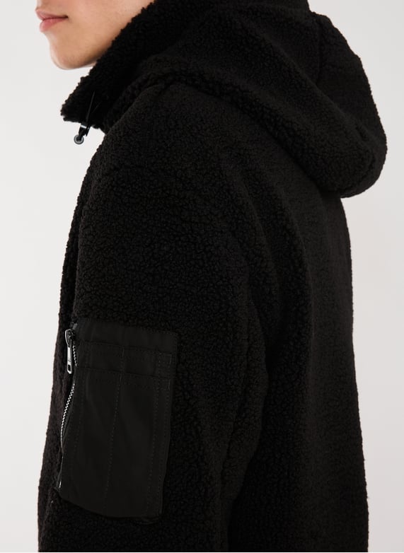 Oversized fleece hooded jacket | Black by BOMBERS ORIGINAL Oversized fleece hooded jacket Black
