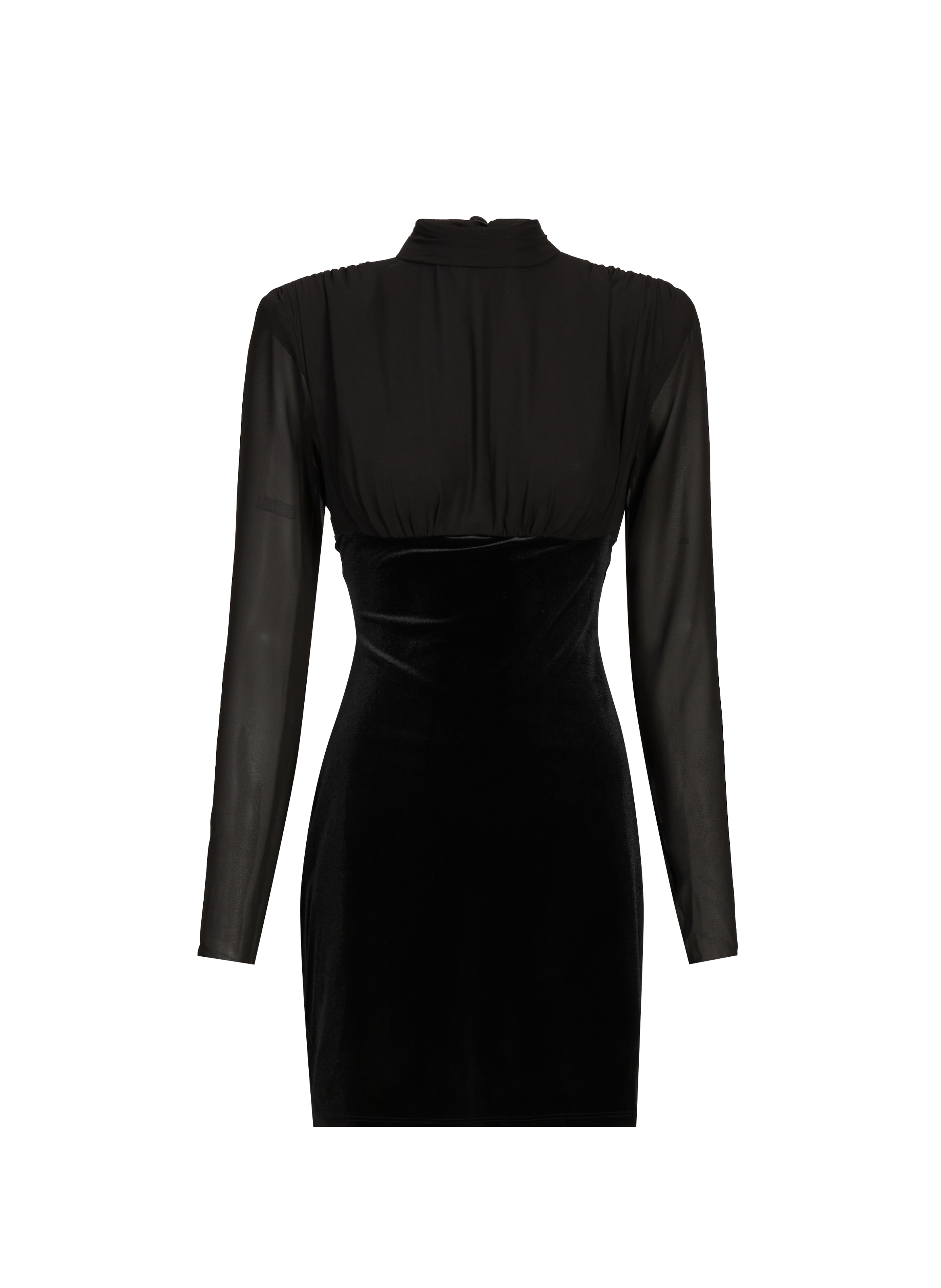TOPSHOP Robe courte à manches longues velours  avec épaulettes Black