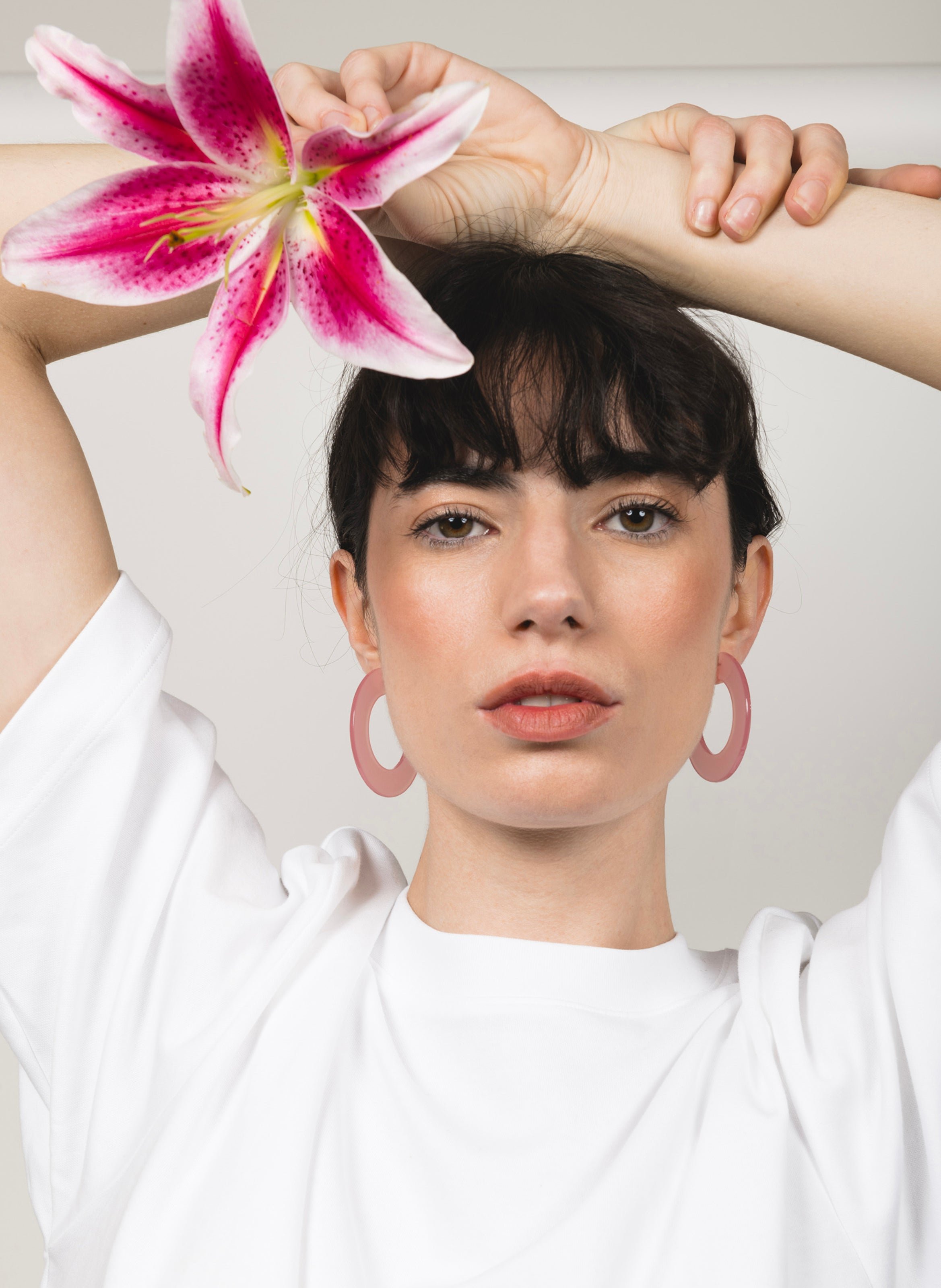 Boucles d'oreilles ginza en acétate de cellulose KURAGE GINZA Rose