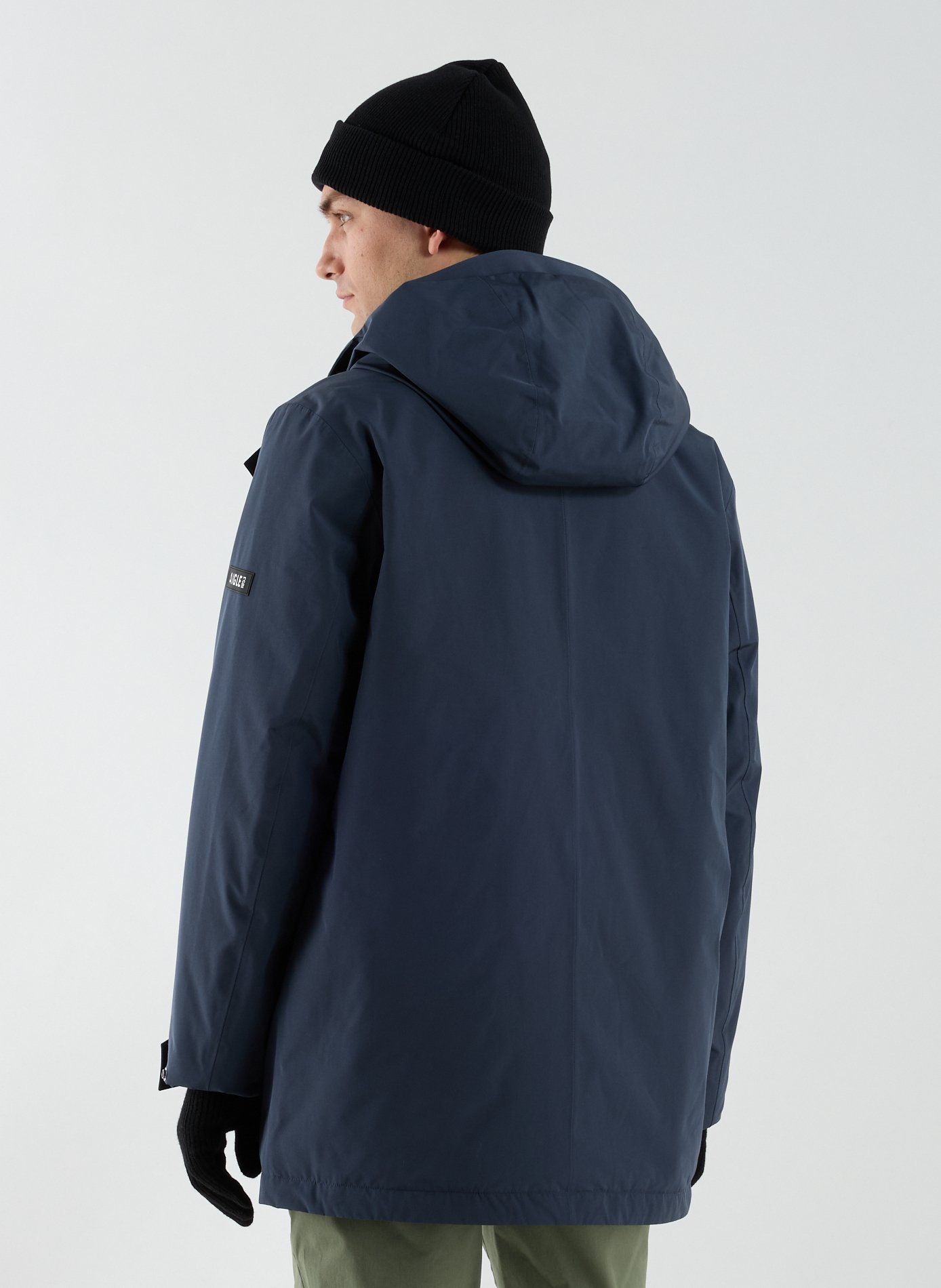 Mid-length straight parka with hood MTD AIGLE Blue