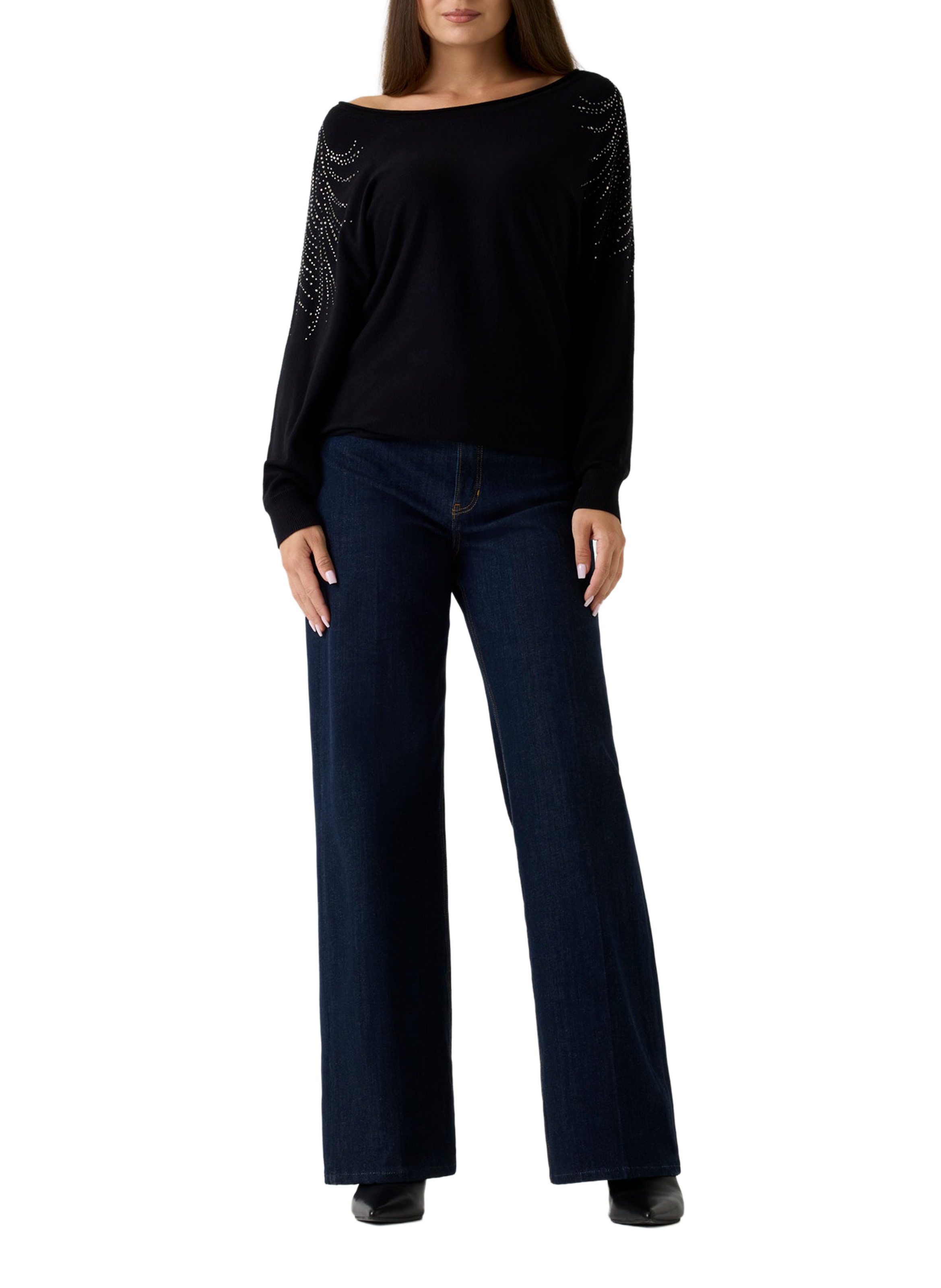 Pull ample à strass GUESS Noir