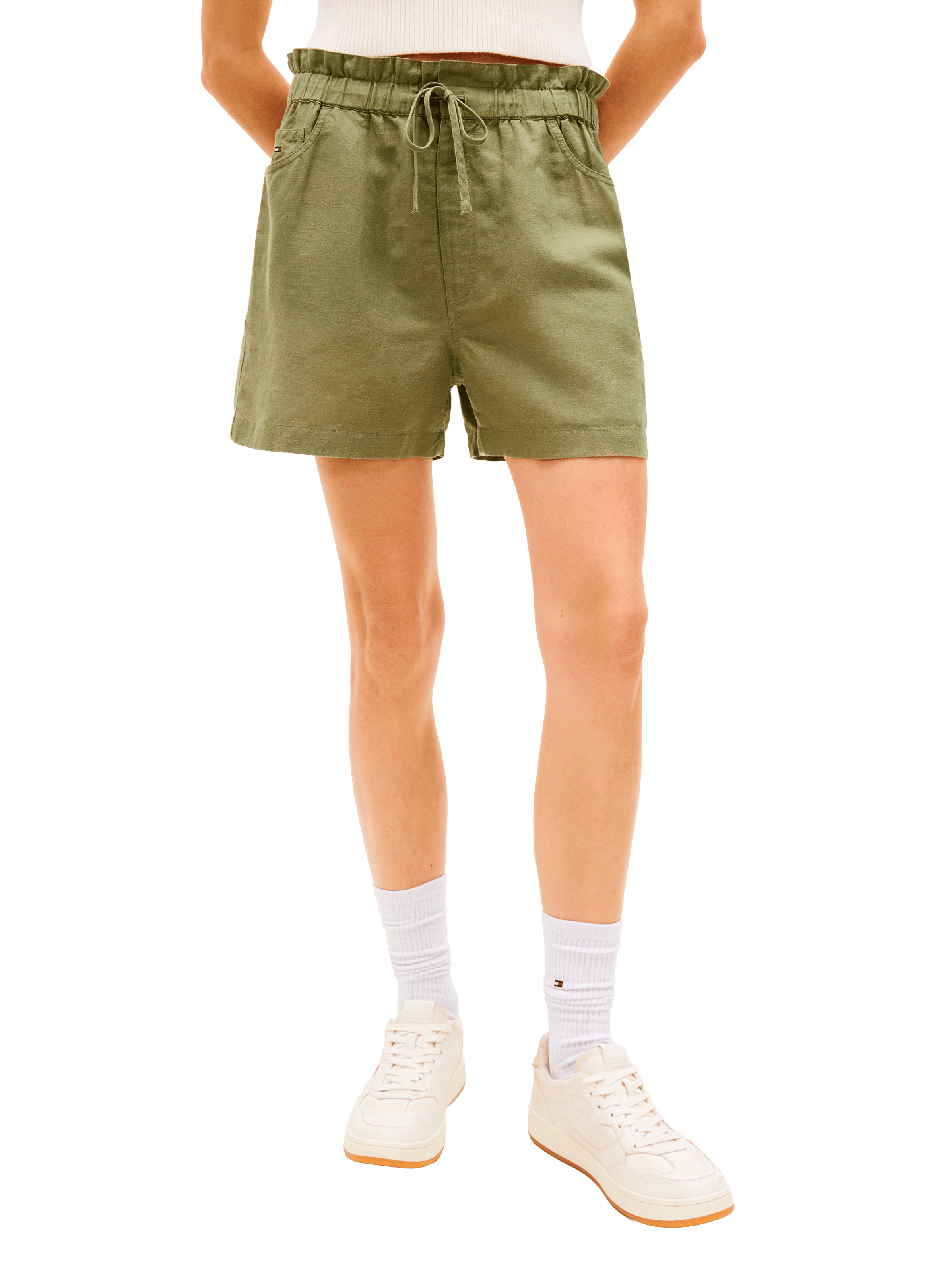 Bermuda court en lin et coton mélangé TOMMY HILFIGER Vert