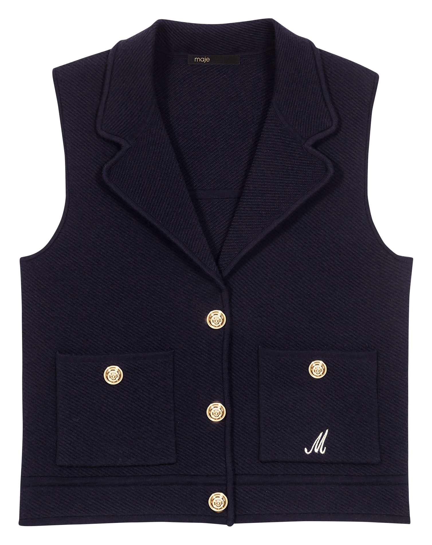 Gilet droit col tailleur MAJE Bleu