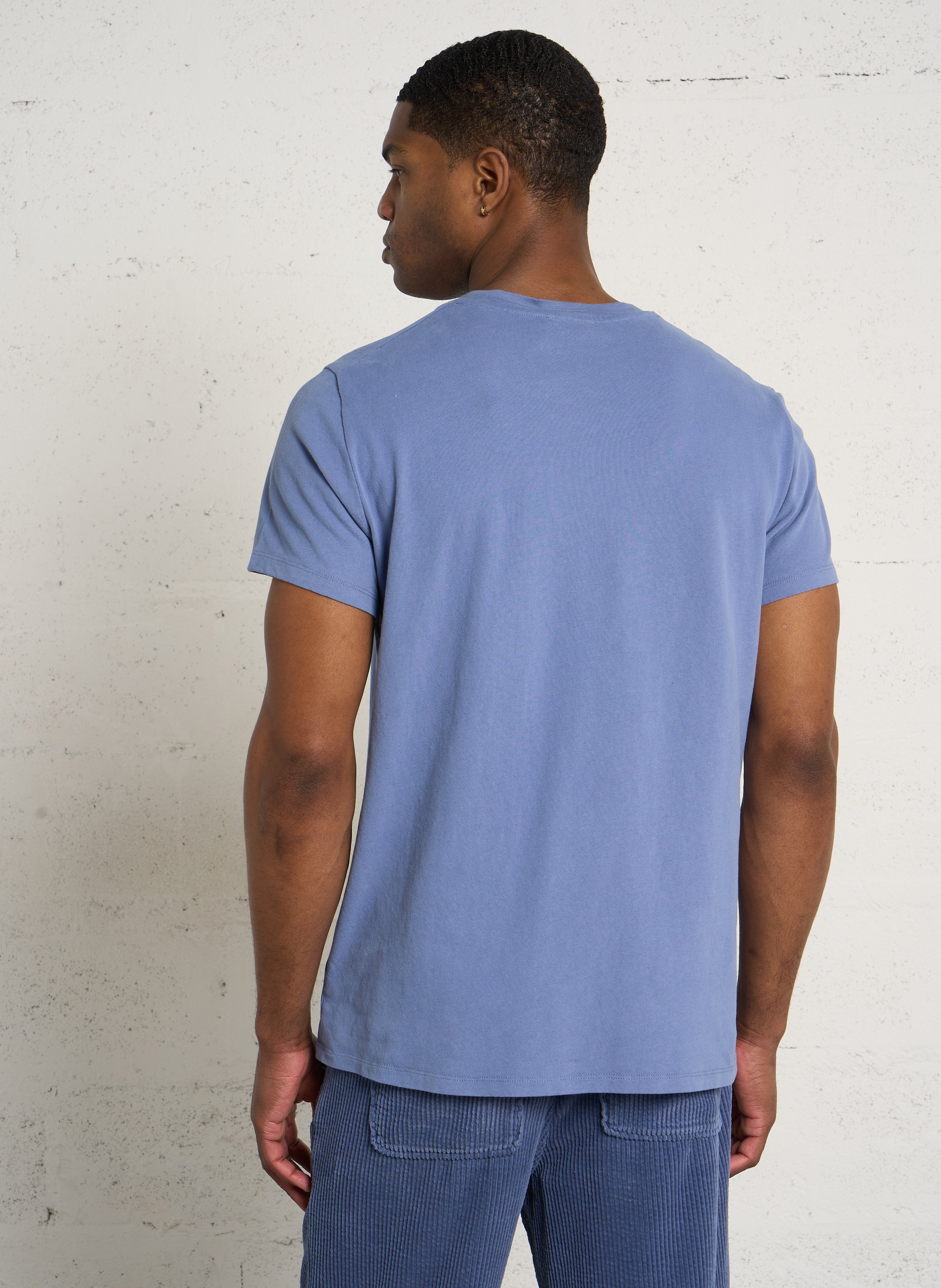 Tee-shirt droit col rond en coton ykobow AMERICAN VINTAGE Bleu