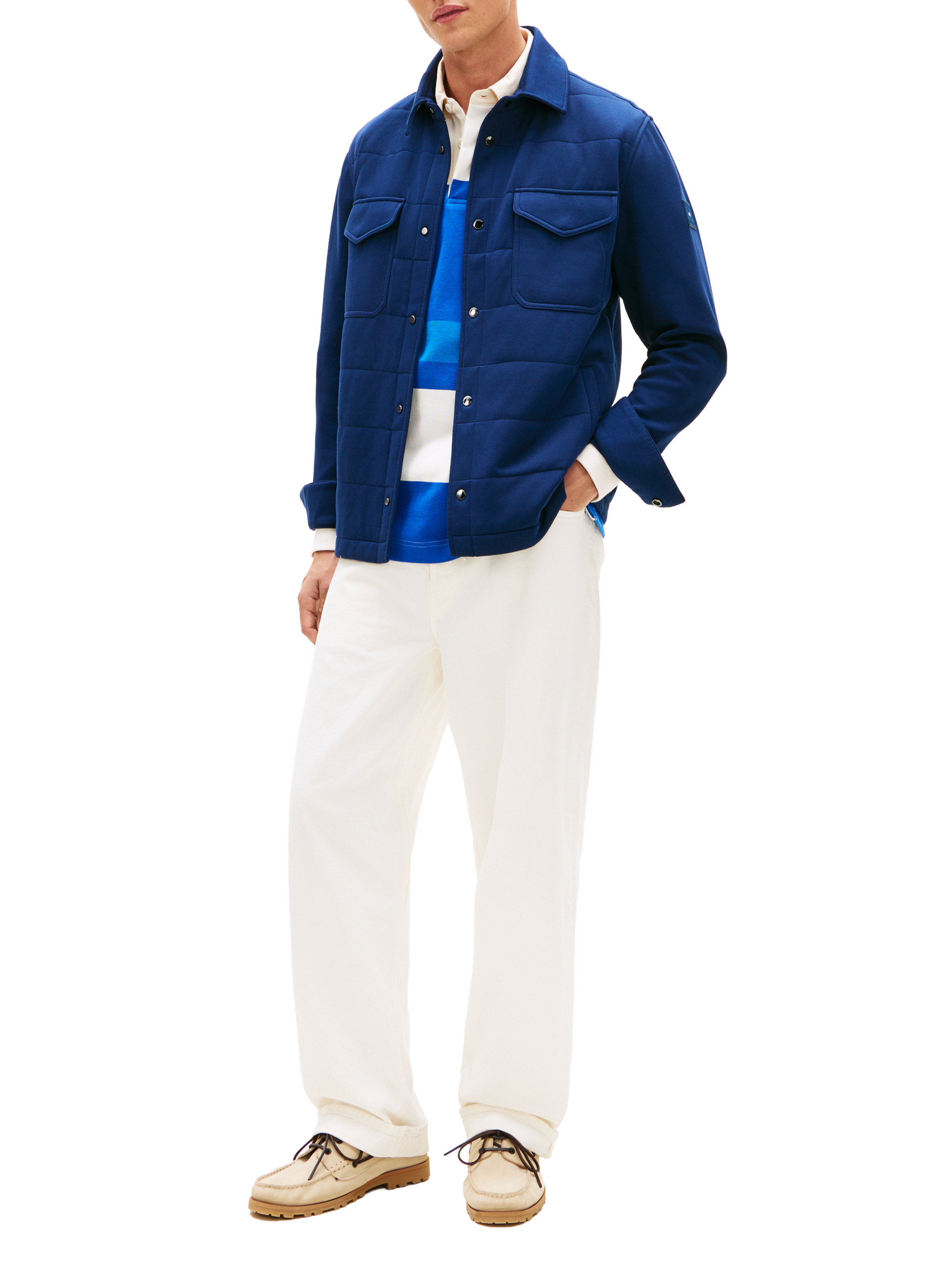 Straight cotton-blend overshirt TOMMY HILFIGER Blue