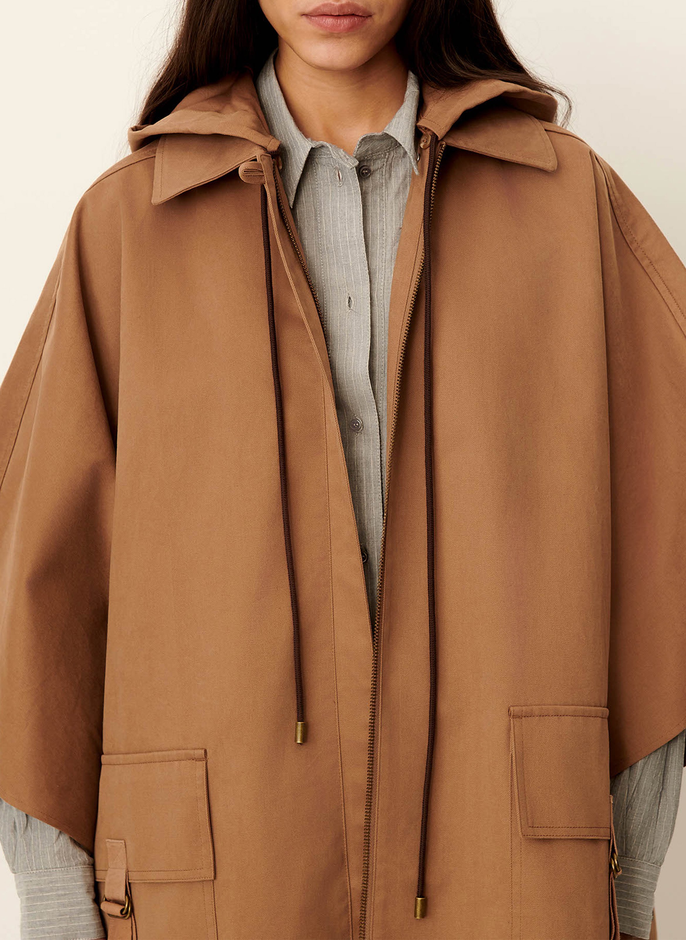 Cape oversize en coton castelwick SESSUN Beige