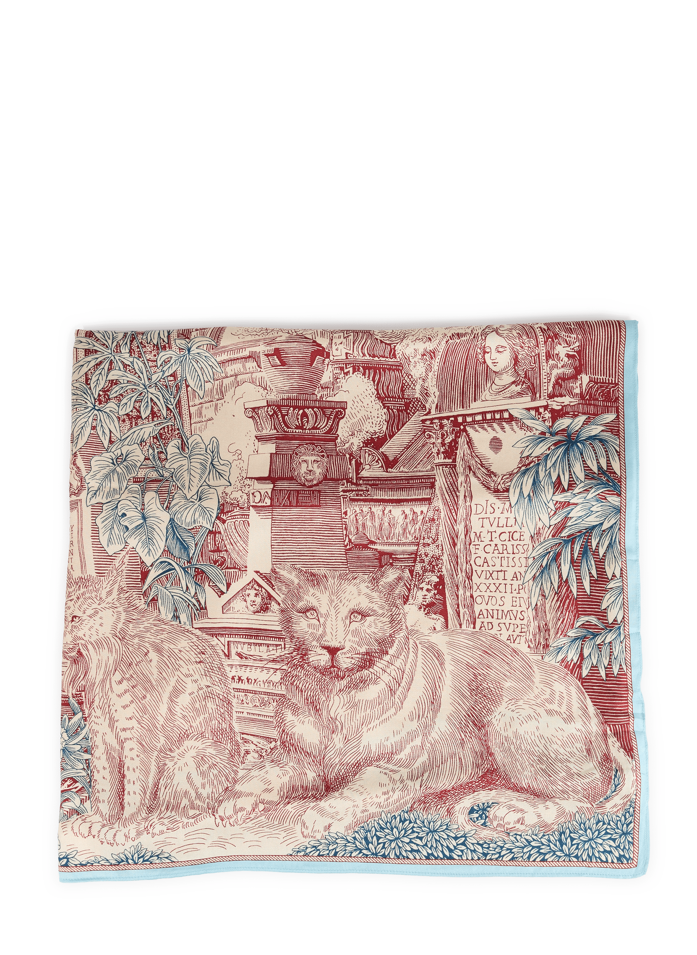 Piranesi square scarf in mixed silk INOUITOOSH Blue