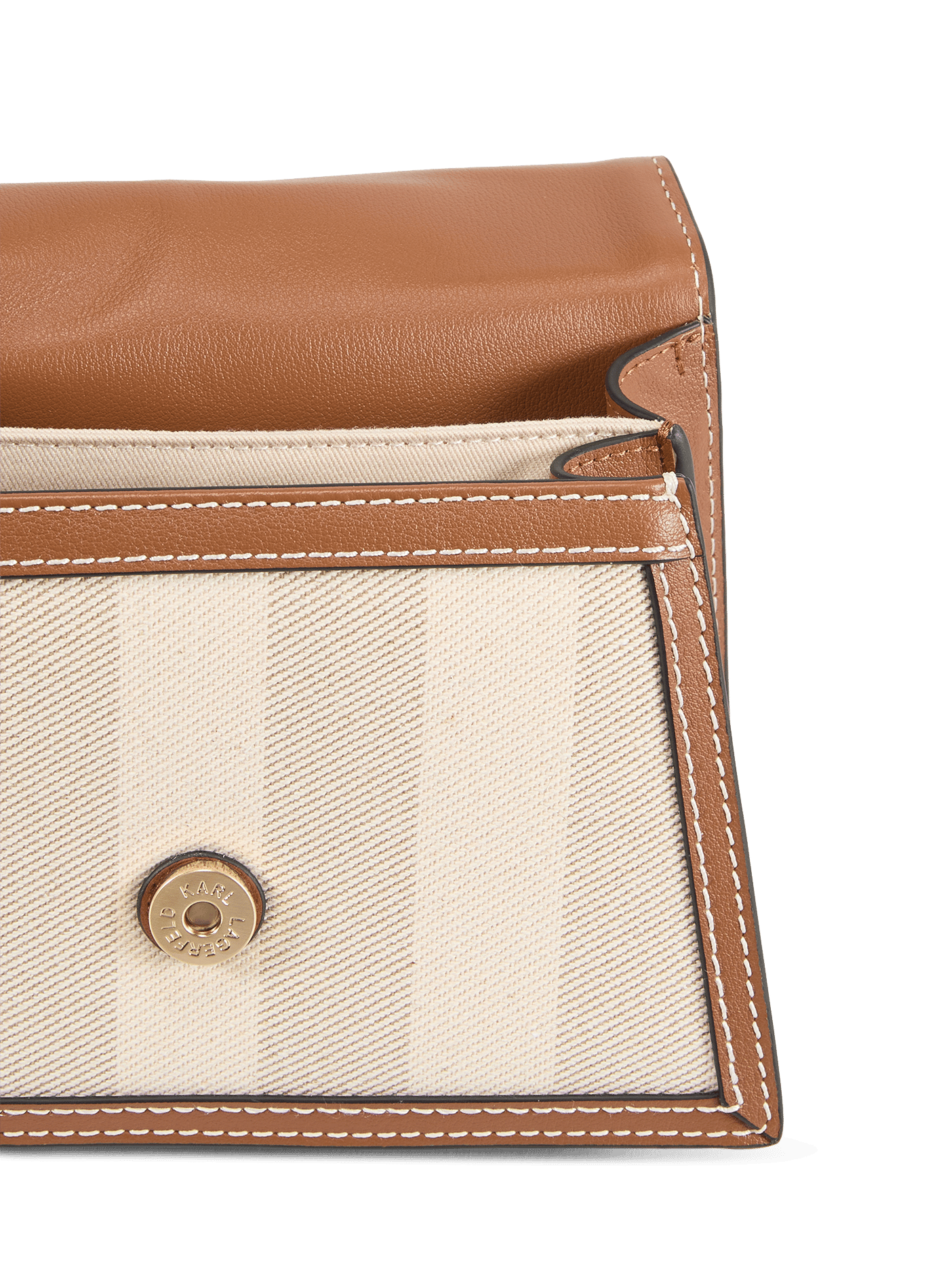 Sac à main K/Signature en coton et cuir KARL LAGERFELD Beige