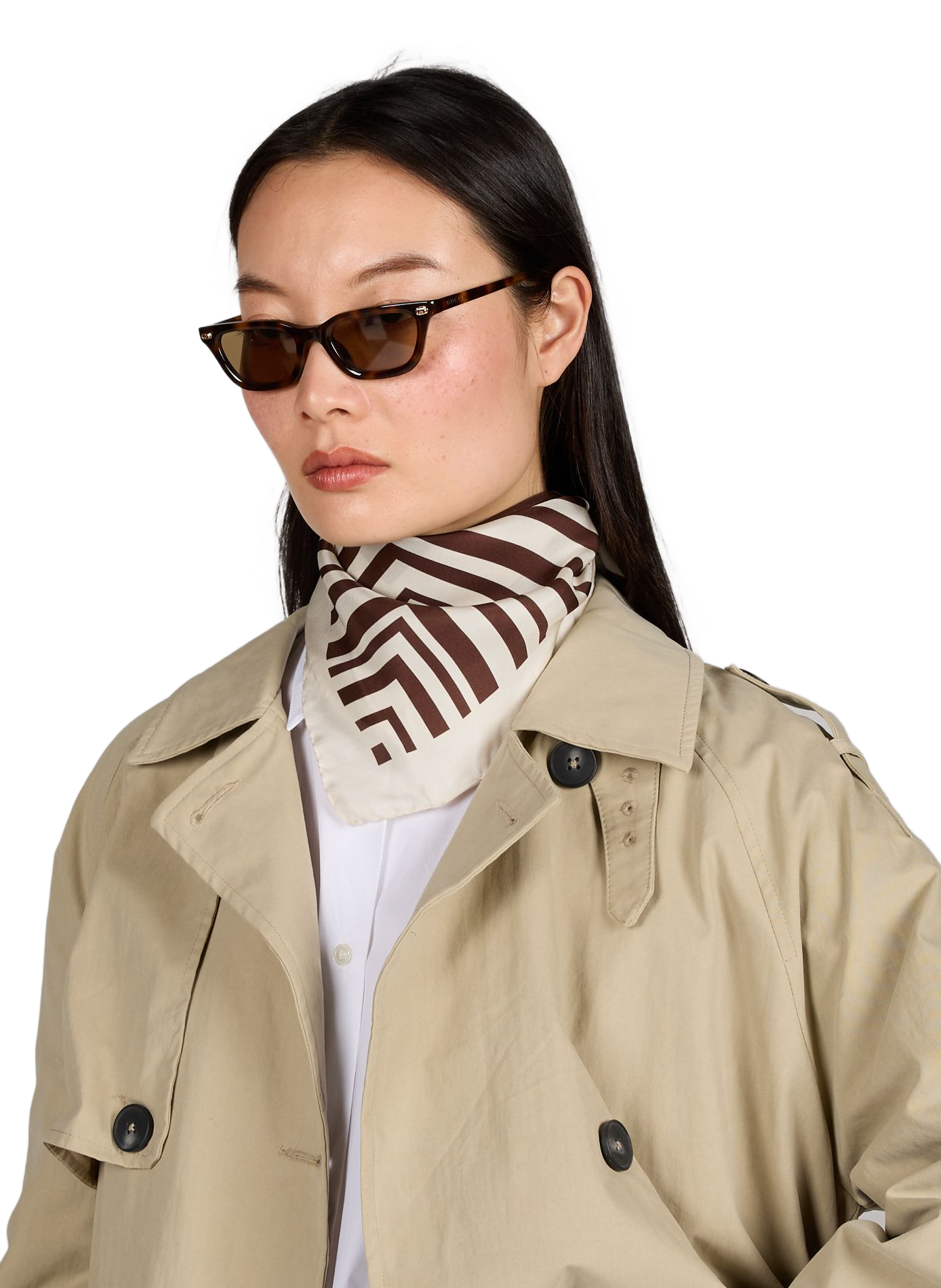 Printed silk scarf SAISON 1865 Brown