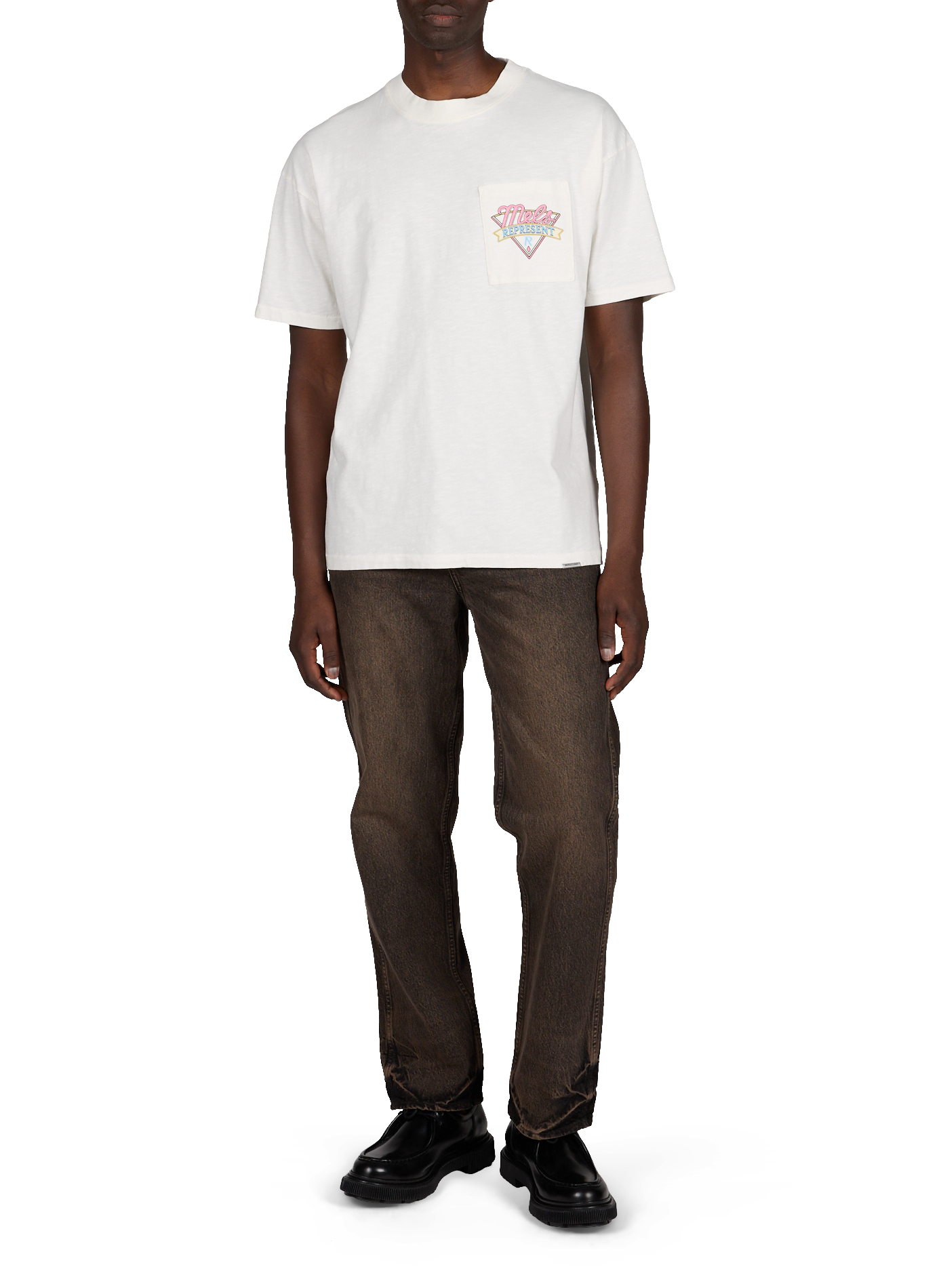 Biker-style cotton t-shirt REPRESENT White