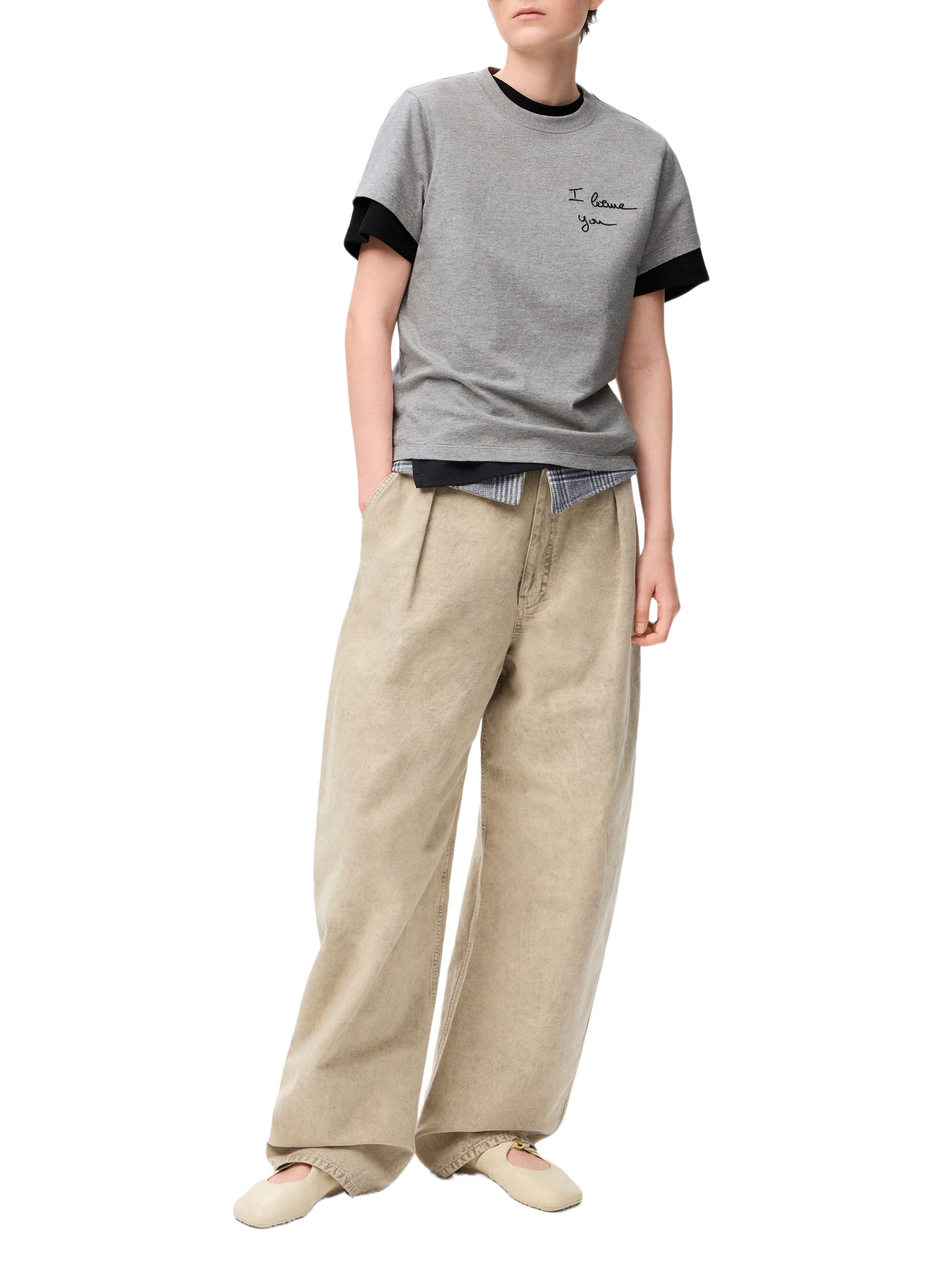 Classic embroidered cotton t-shirt LOEWE Grey