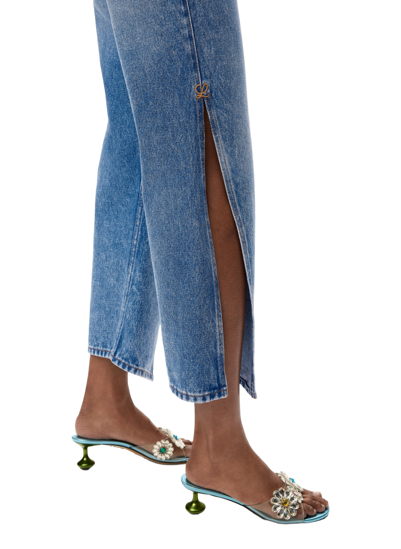 Wide-leg split cotton denim jeans LOEWE Blue