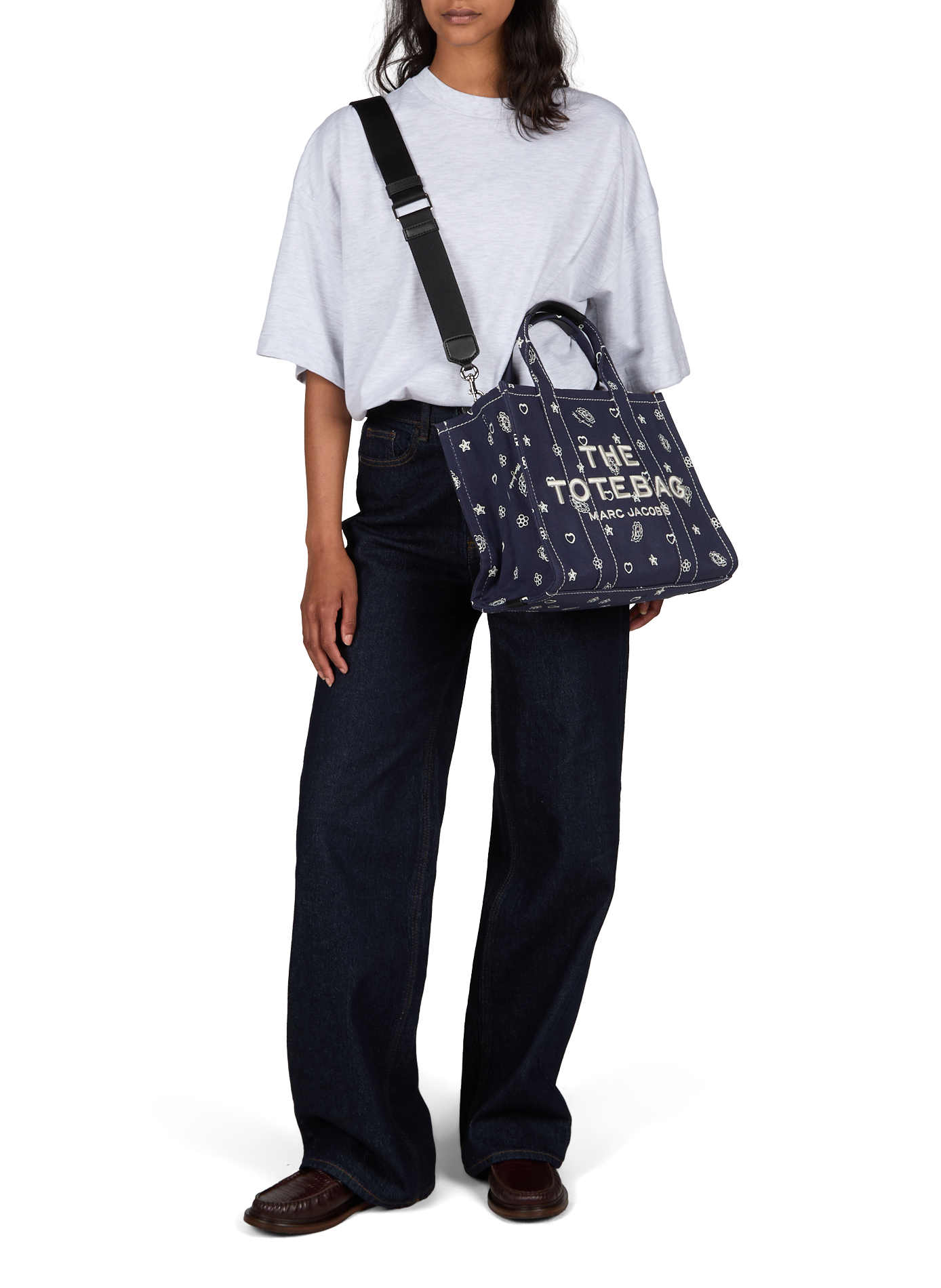 Tote bag with cotton print Blue