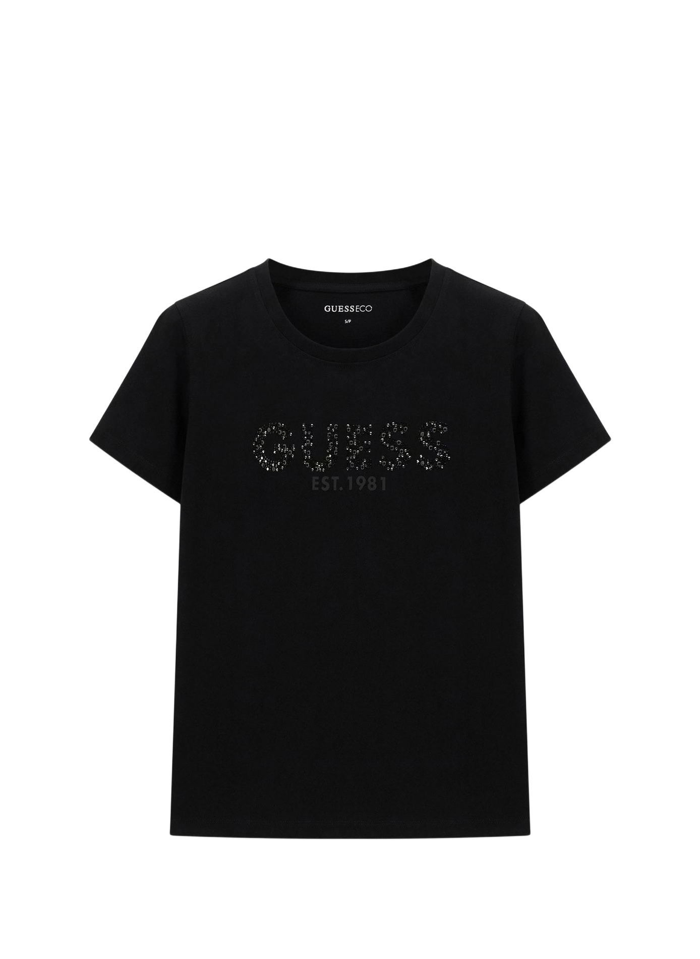 T-shirt à logo strass en coton  GUESS Noir