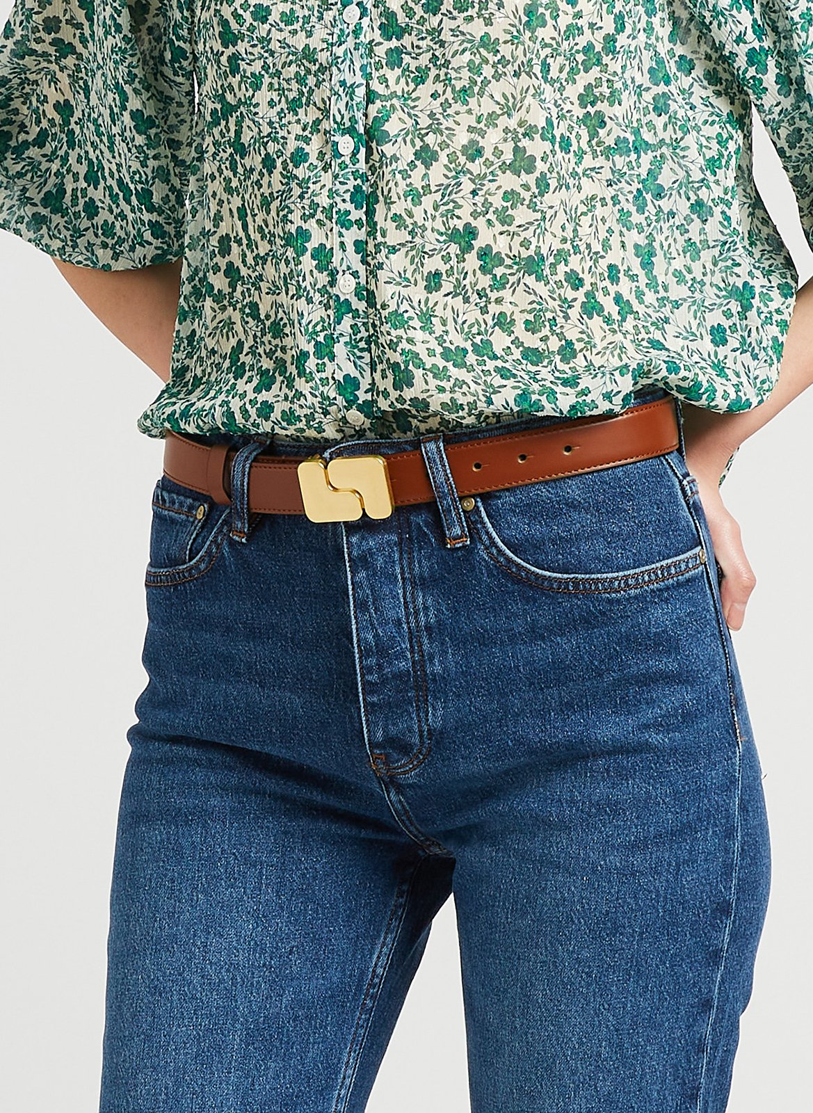 Ceinture en cuir glacé ninon SOEUR Marron