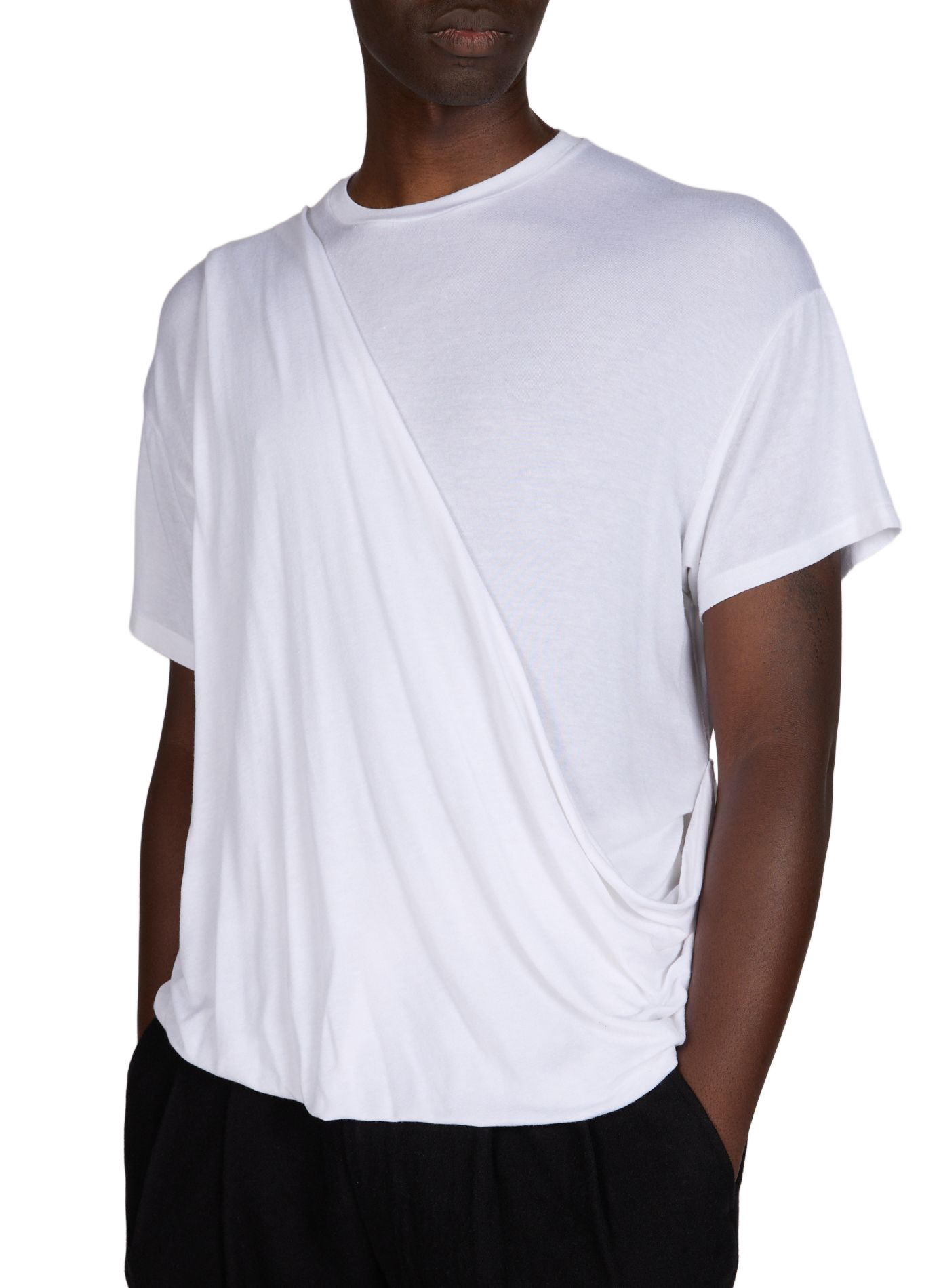 T-shirt drapé ample asymétrique POST ARCHIVE FACTION Blanc