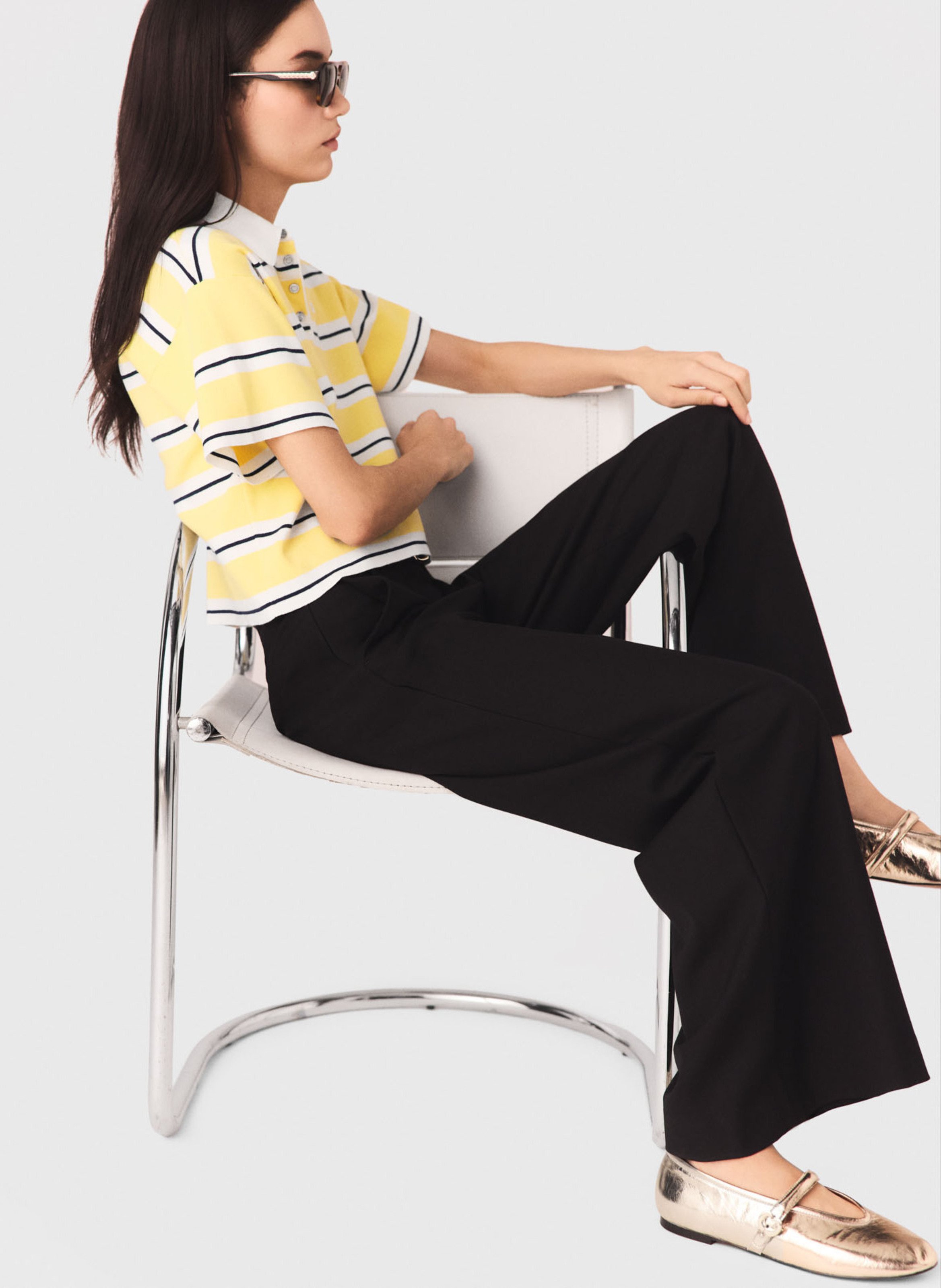 Pantalon flare en laine mélangée MAJE Noir