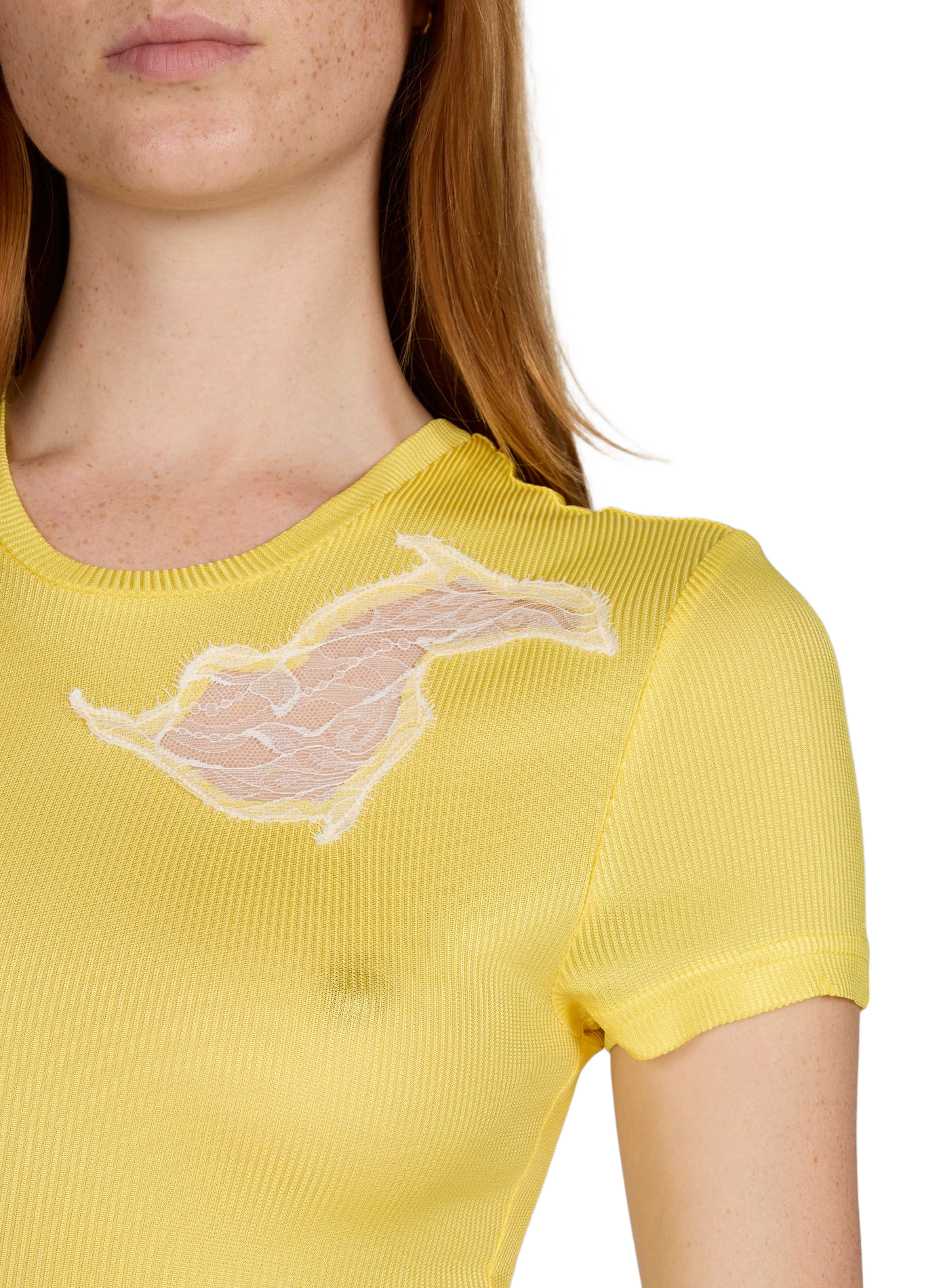 T-shirt with lace inserts CHRISTOPHER ESBER Yellow