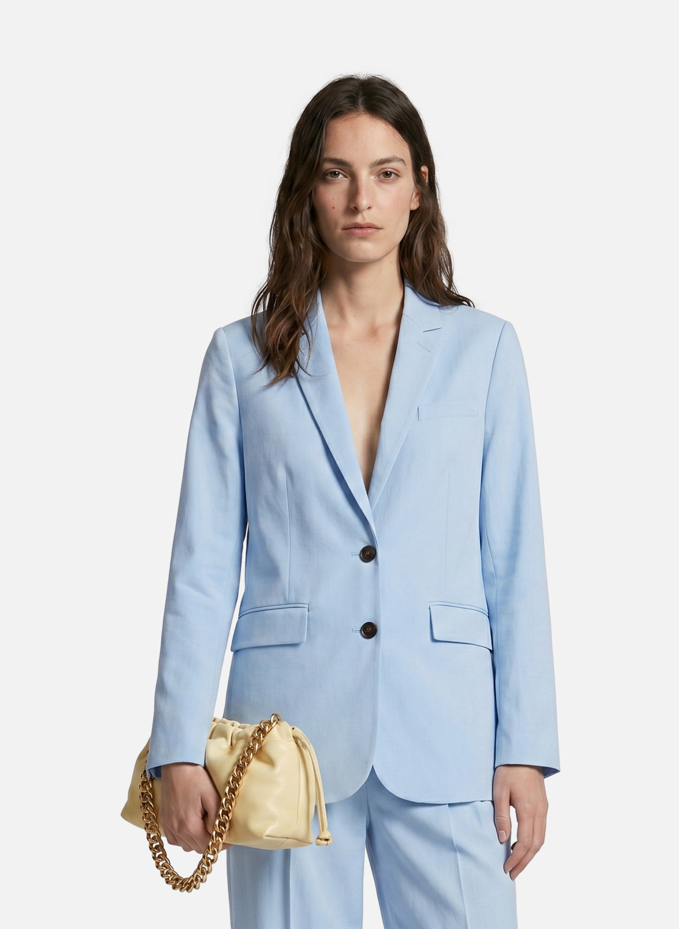 Veste de tailleur droite en lin et coton THE KOOPLES Bleu