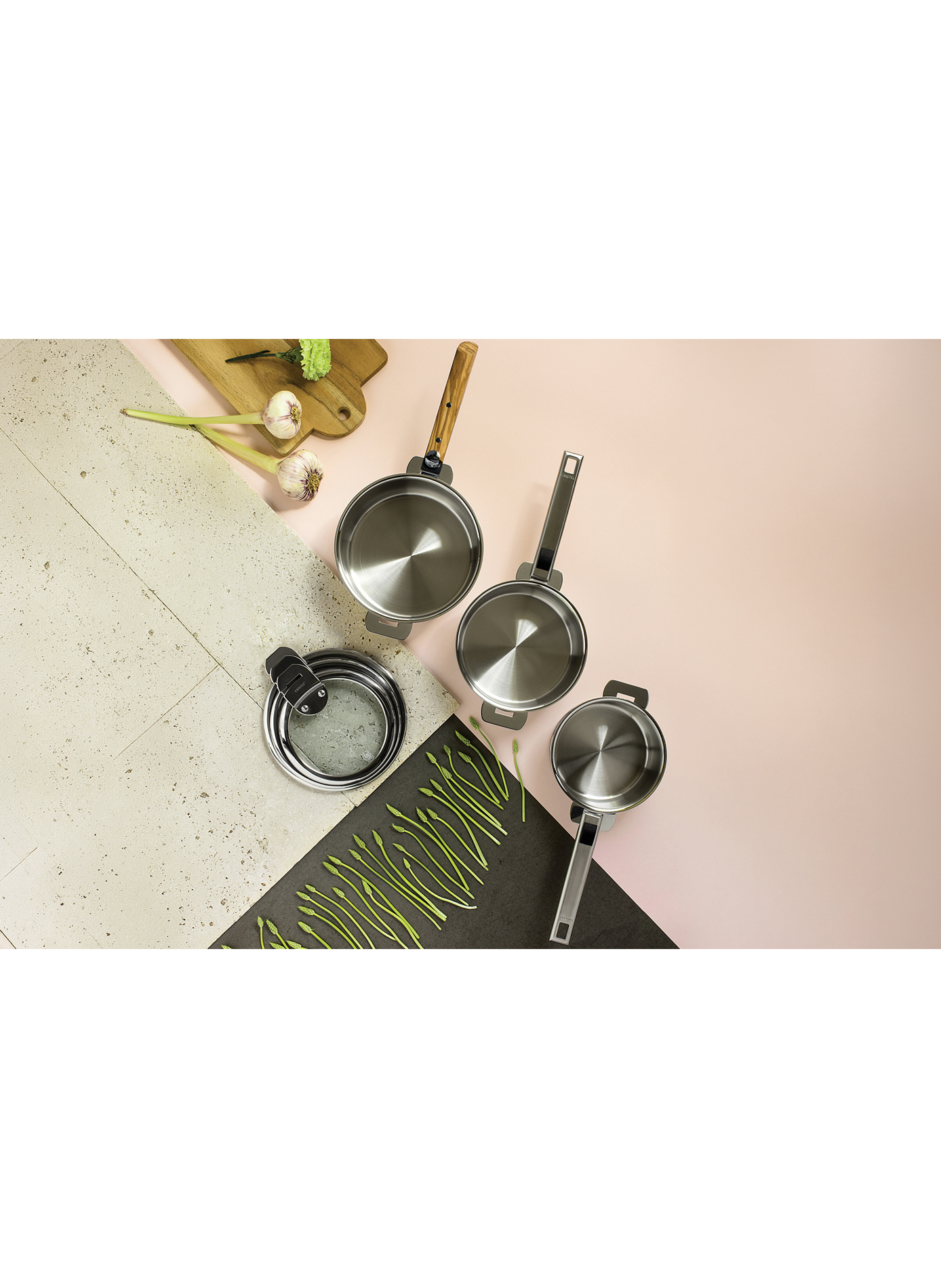Lot de 3 casseroles Strate en inox CRISTEL Gris