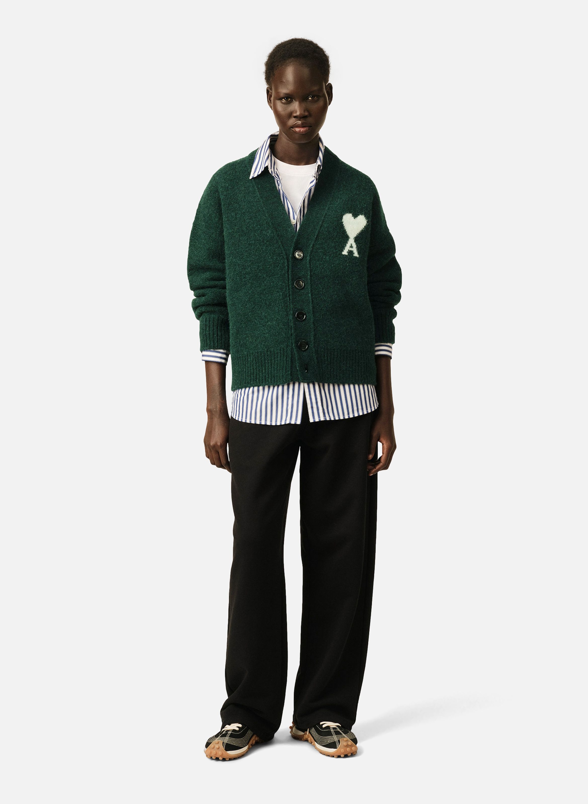 Cardigan unisexe en alpaga ami de coeur AMI PARIS Vert
