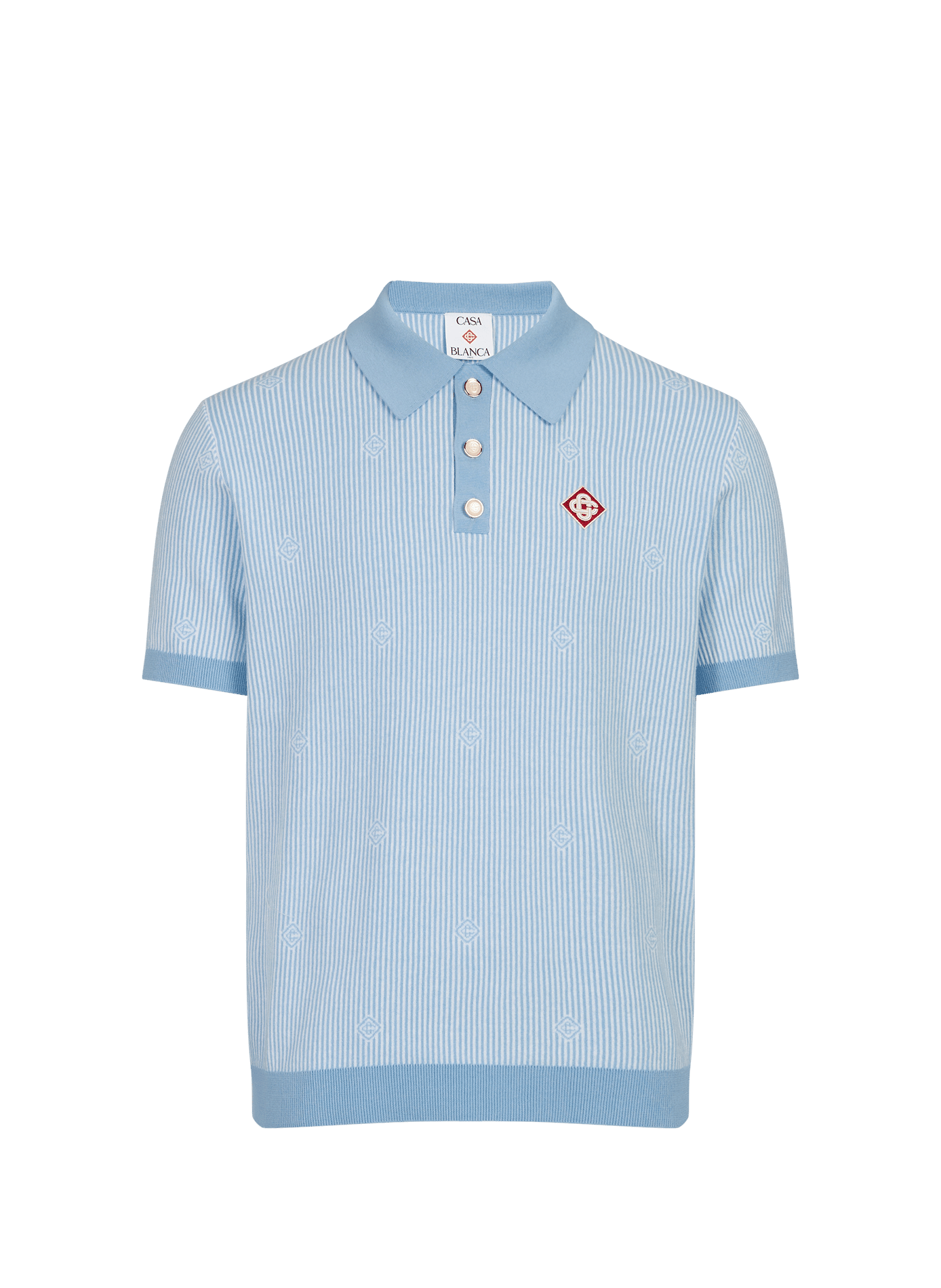 Striped short-sleeved polo in blended cotton CASABLANCA PARIS Blue
