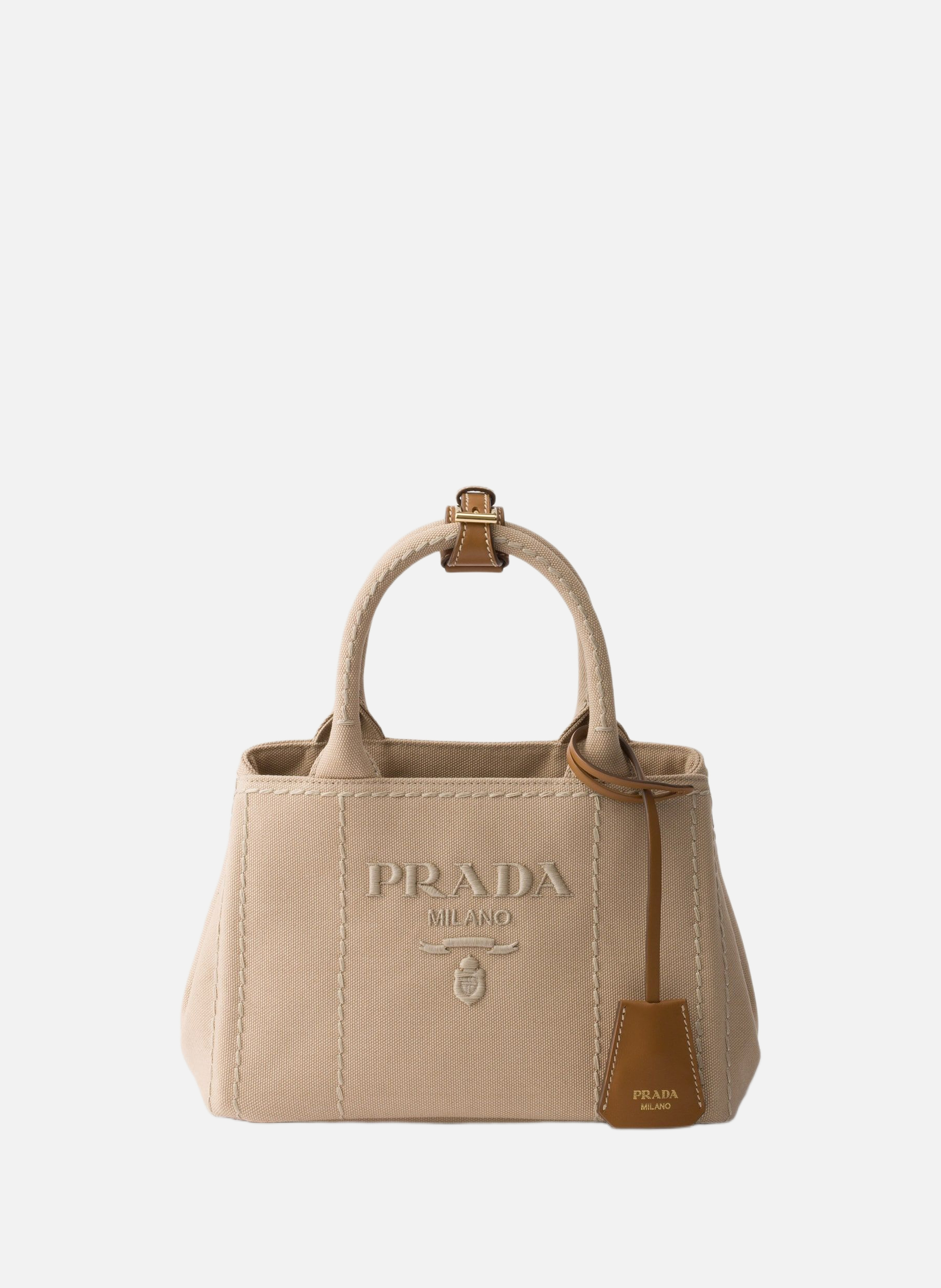 Mini sac prada jardinière en toile de coton PRADA Beige