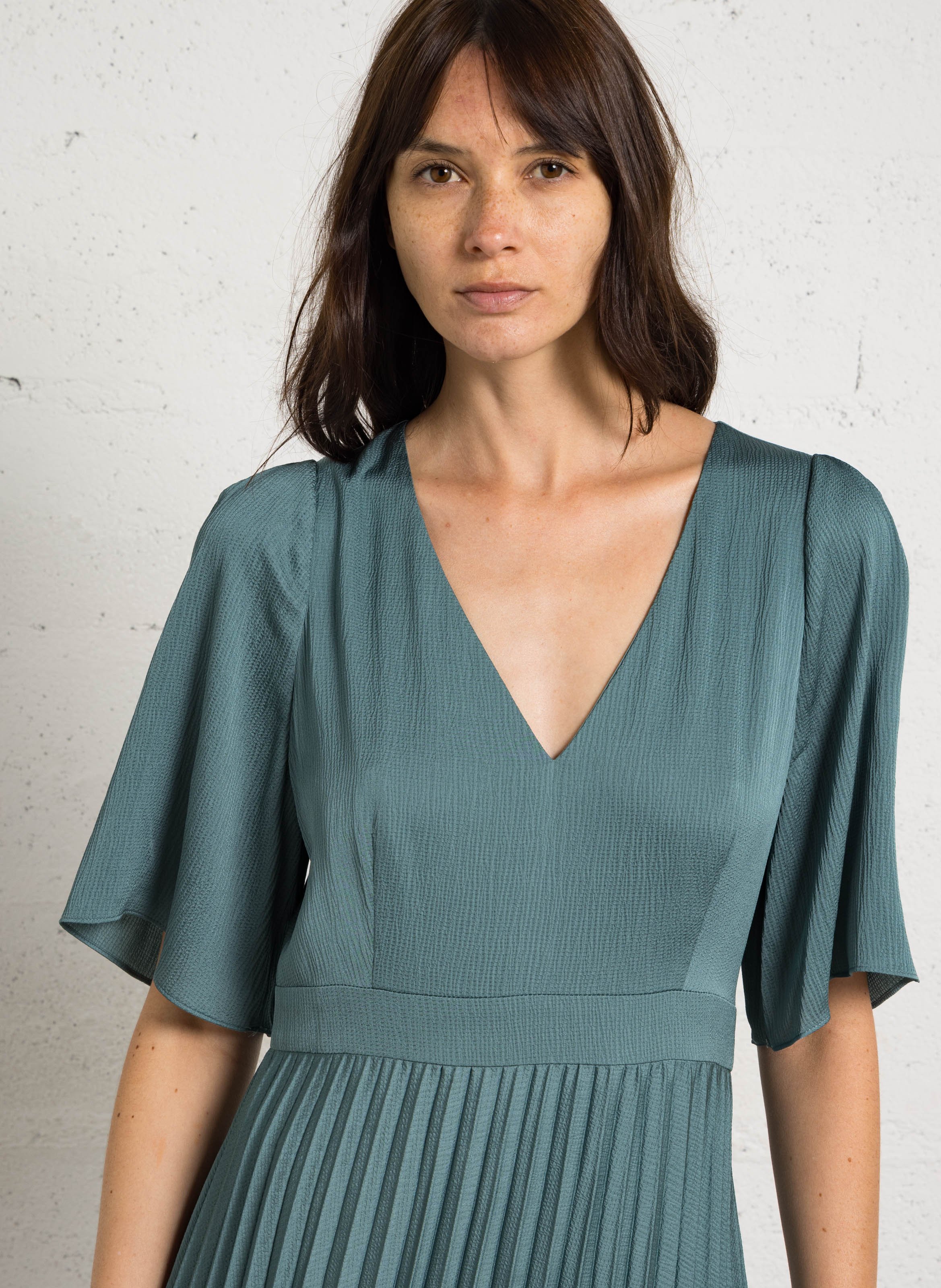 Robe midi satinée col v billie MAISON 123 Bleu