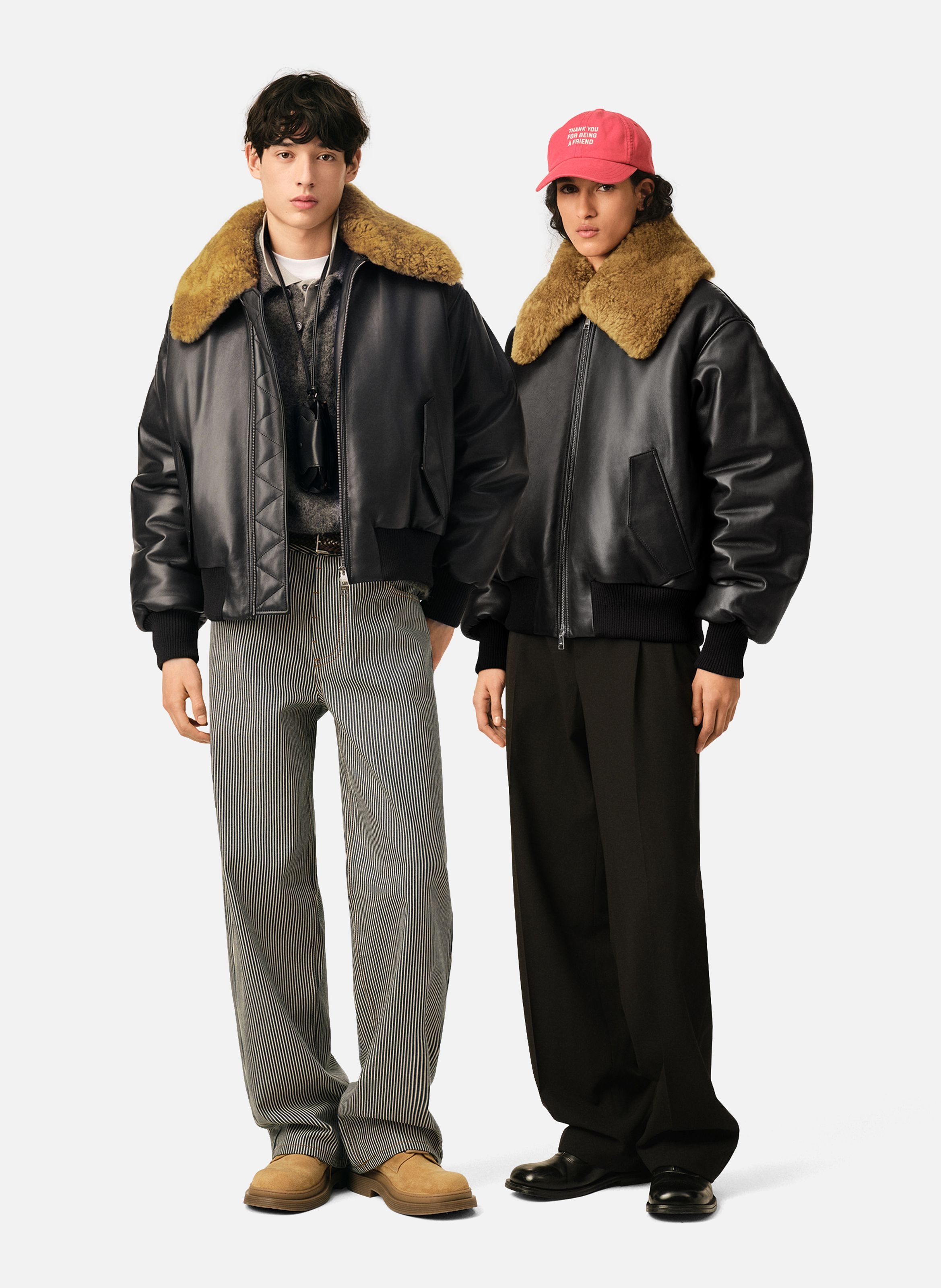 Blouson rembourré unisexe en cuir d'agneau AMI PARIS Noir